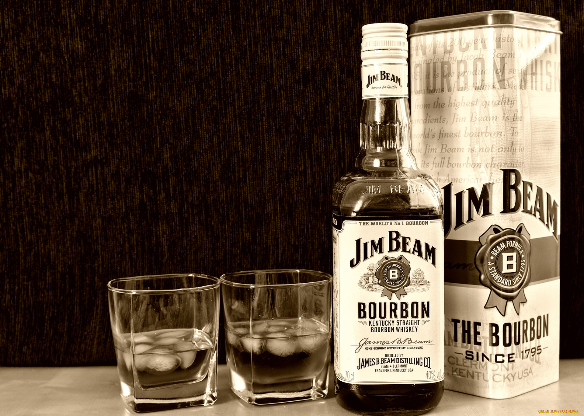 jim, beam, бренды, лед, виски, бокалы, бутылка