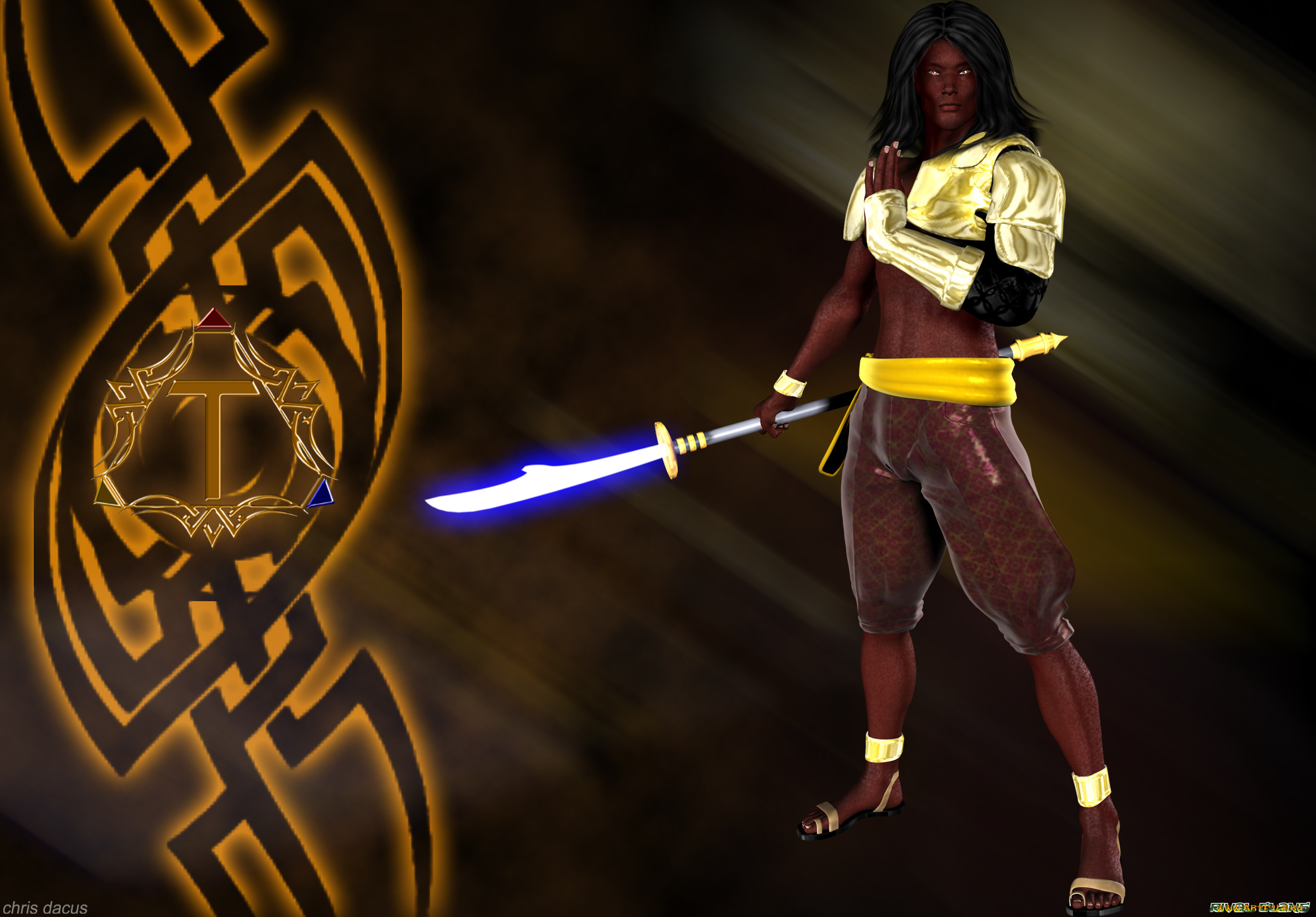 3д, графика, фантазия, , fantasy, фон, символ, меч, взгляд, мужчина