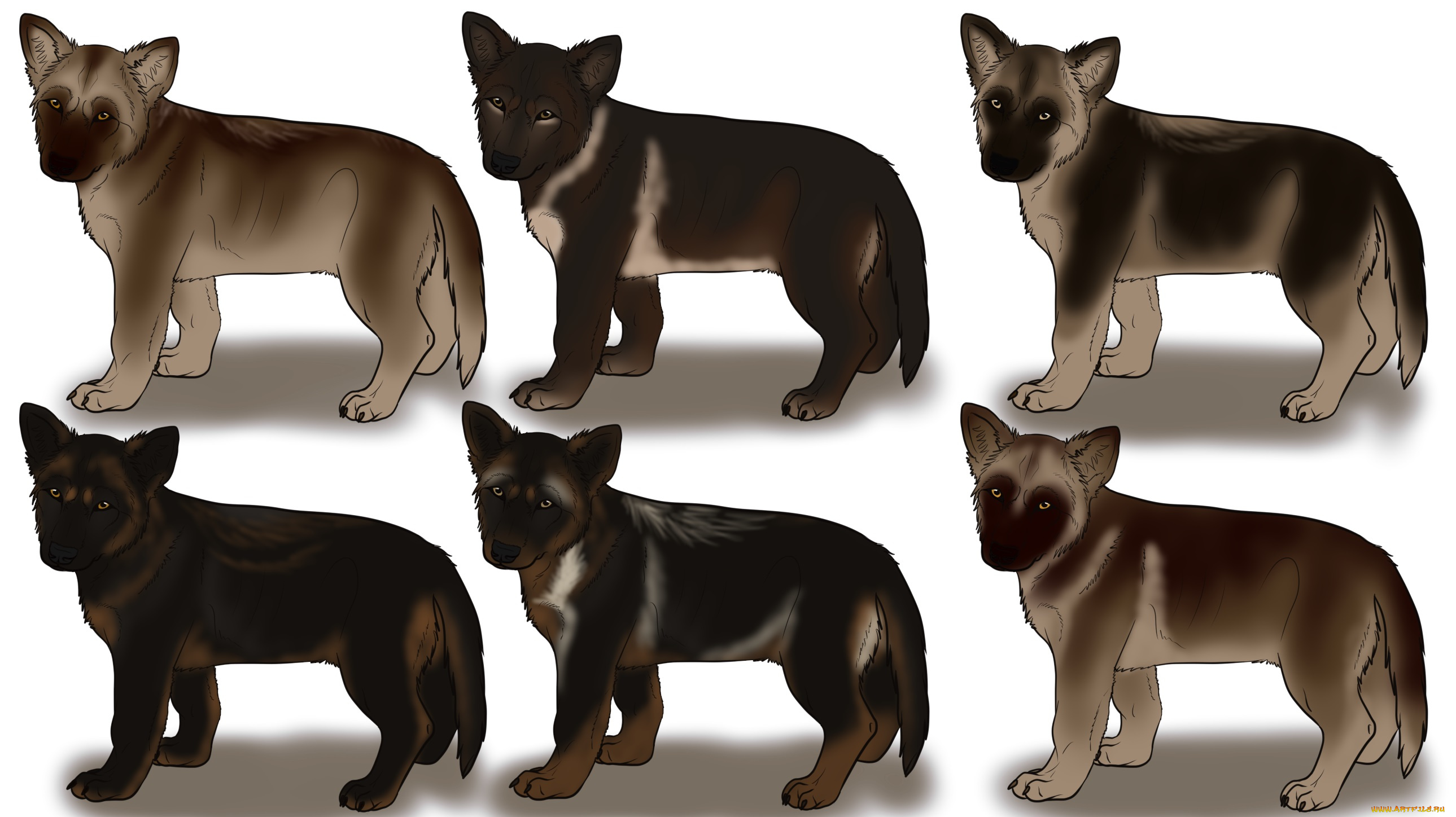 рисованное, животные, , собаки, фон, щенки