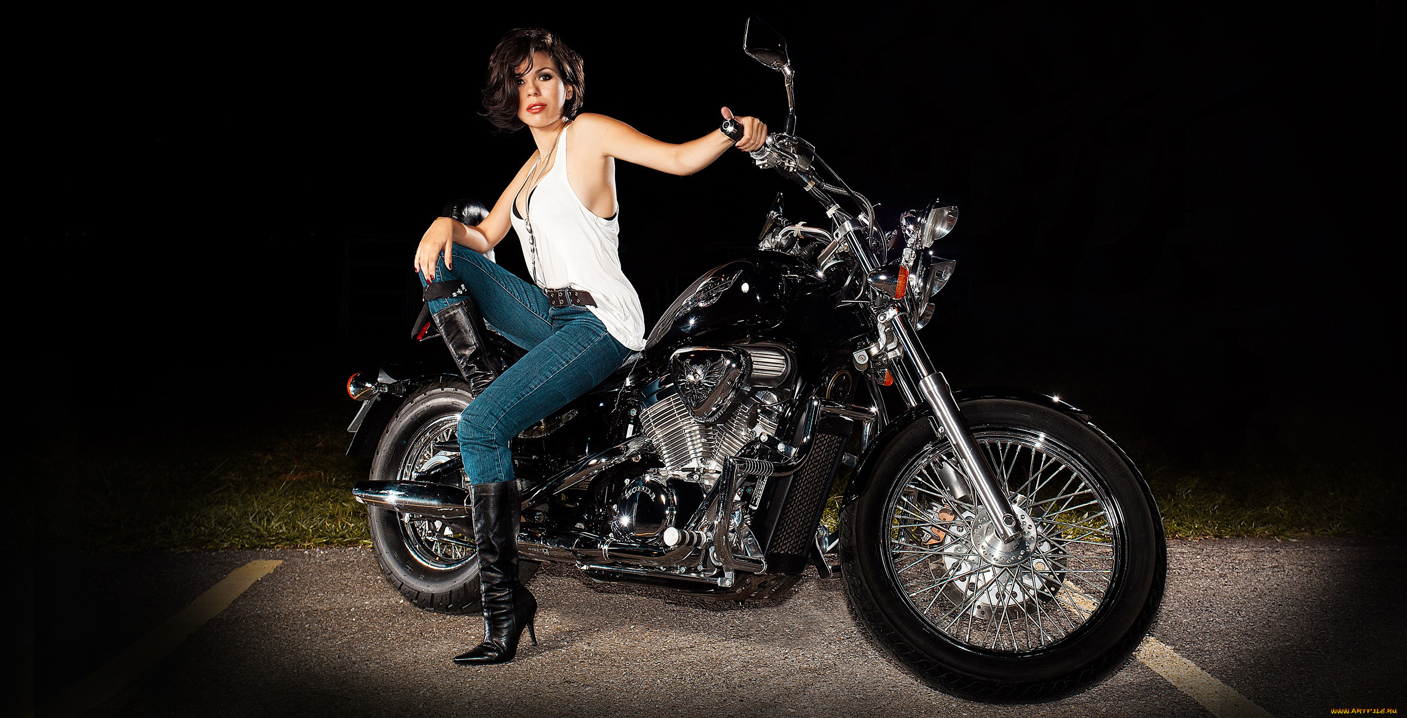 мотоциклы, мото, с, девушкой, девица, байк