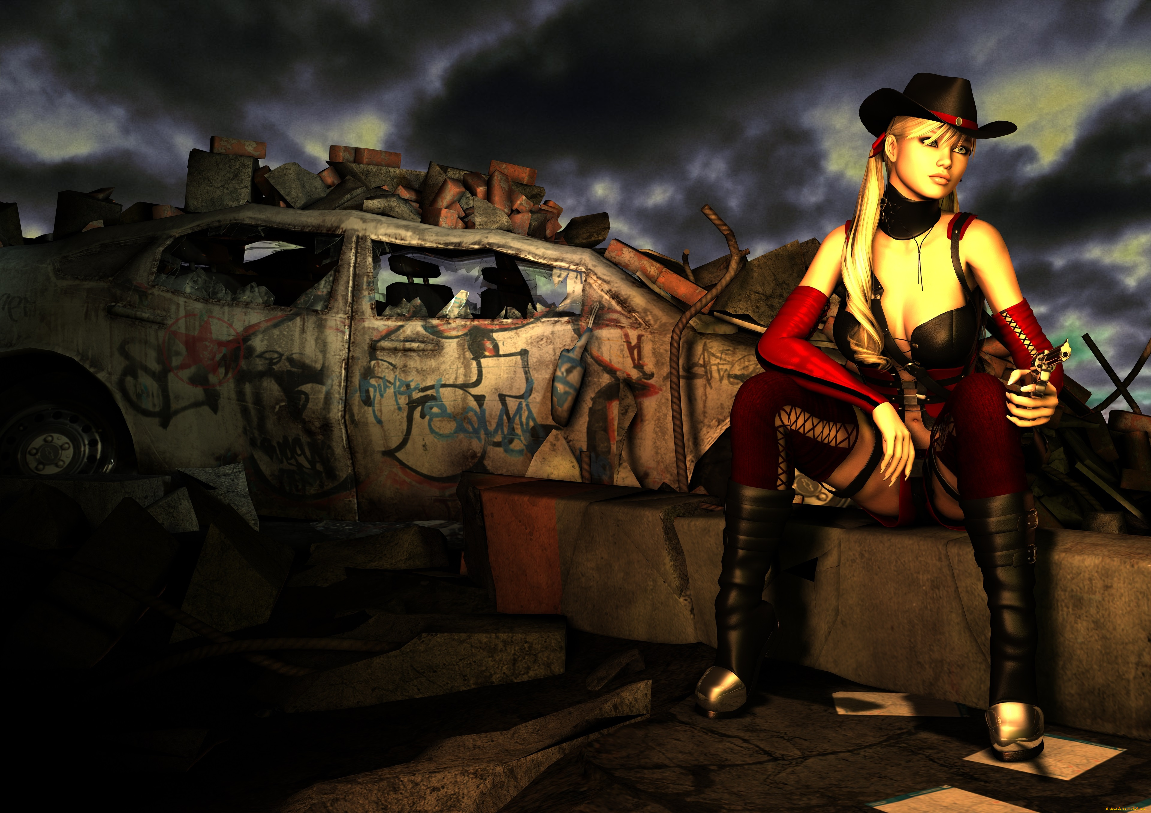 3д, графика, фантазия, , fantasy, оружие, фон, взгляд, девушка