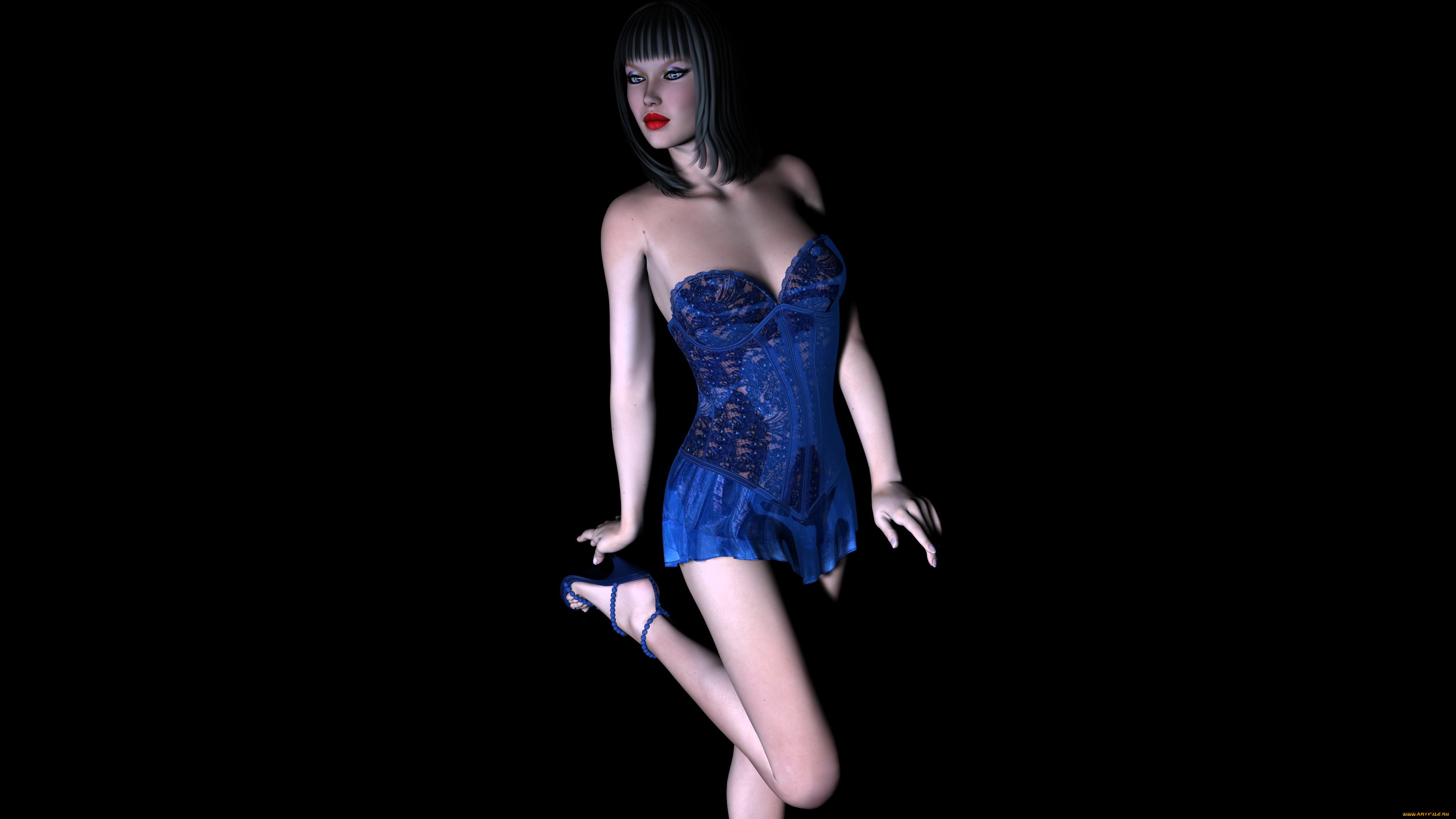 3д, графика, люди, , people, взгляд, платье, фон, девушка