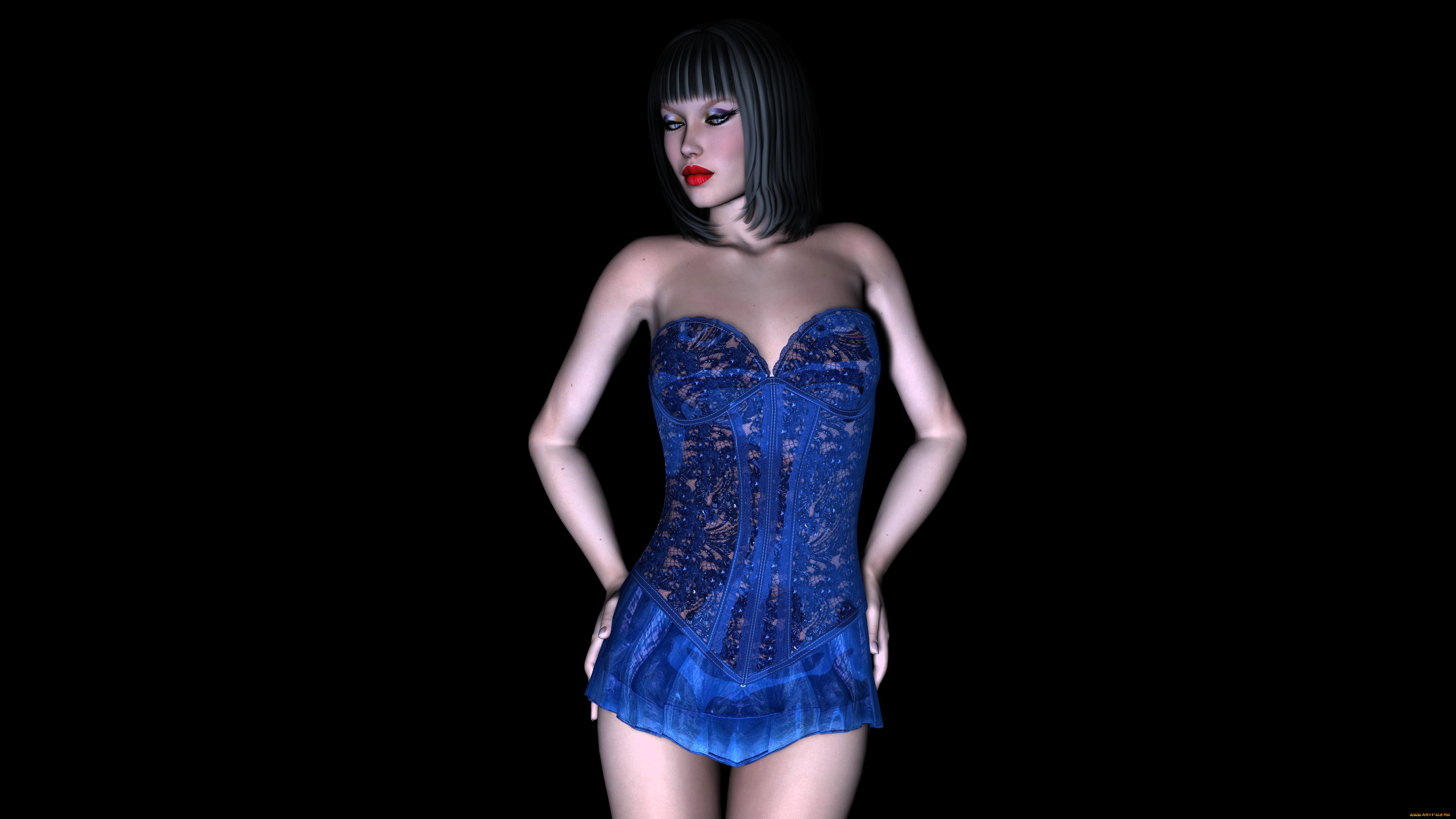 3д, графика, люди, , people, платье, фон, взгляд, девушка