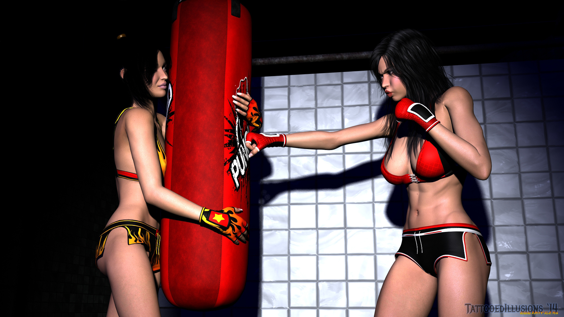 3д, графика, люди, , people, взгляд, девушки, тренировка, фон