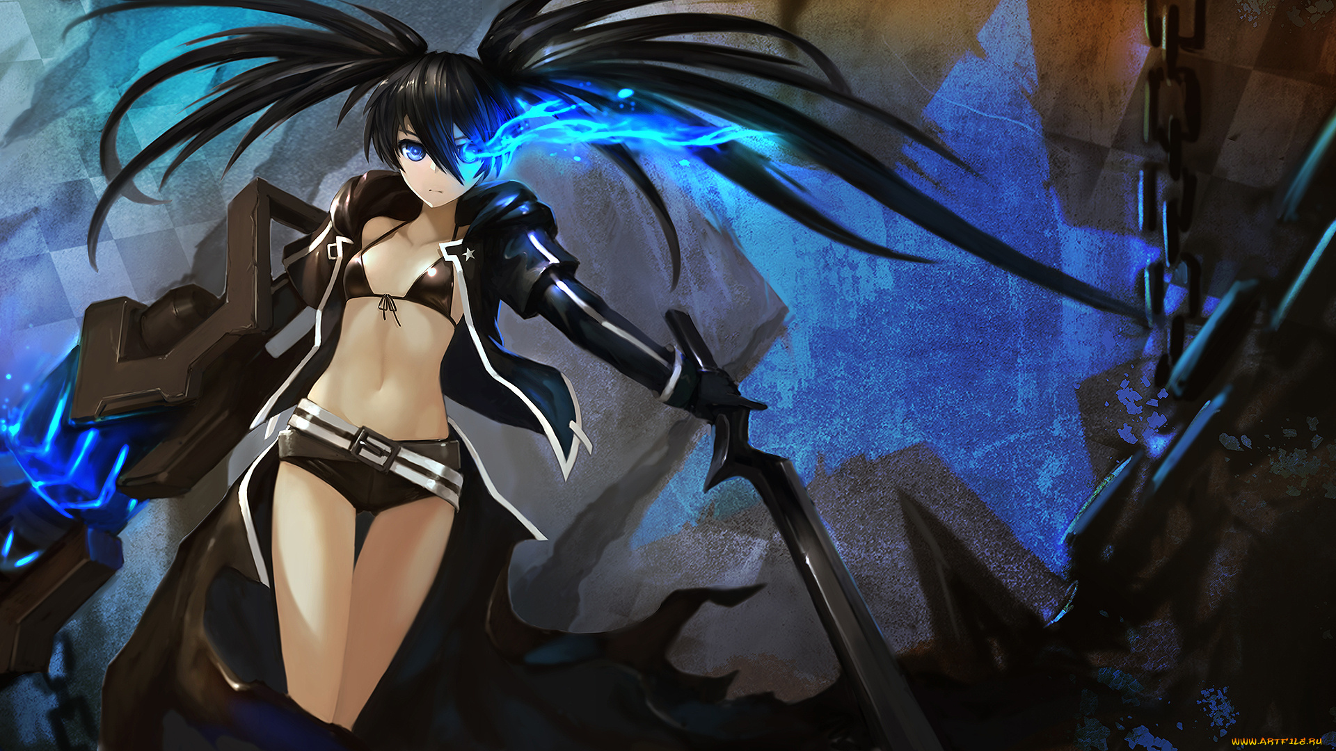 аниме, black, rock, shooter, black, rock, shooter, kuroi, mato, hanshu