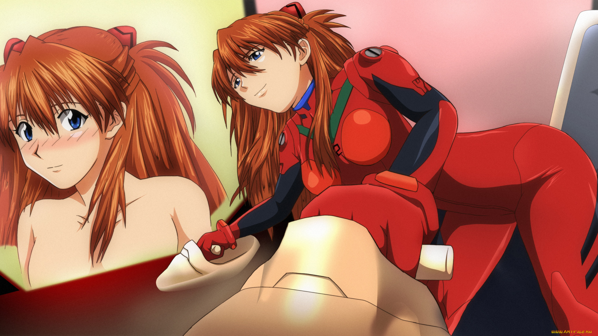 аниме, evangelion, фон, взгляд, девушки