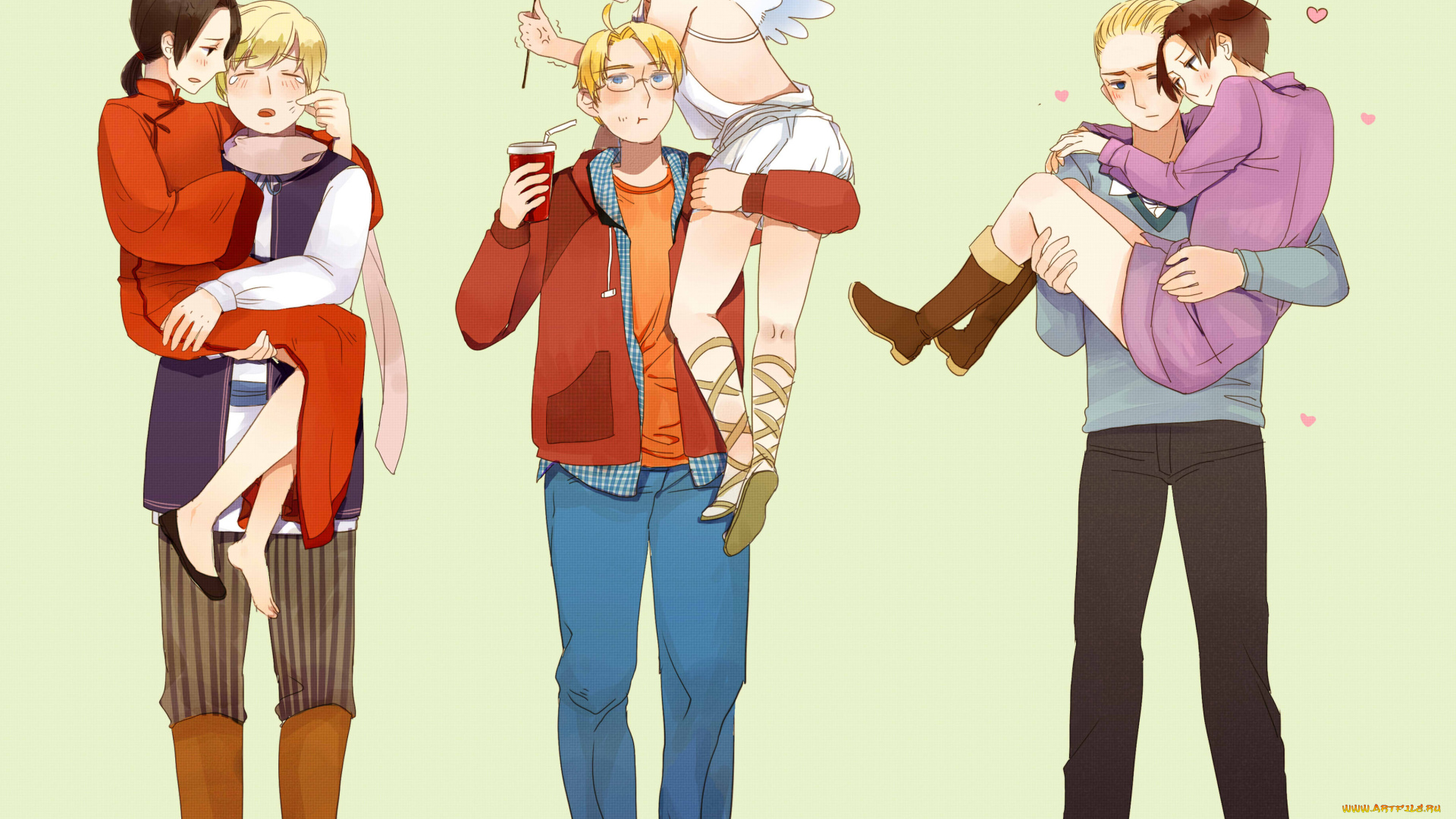 аниме, hetalia, , axis, powers, арт, парни, фон, парочки