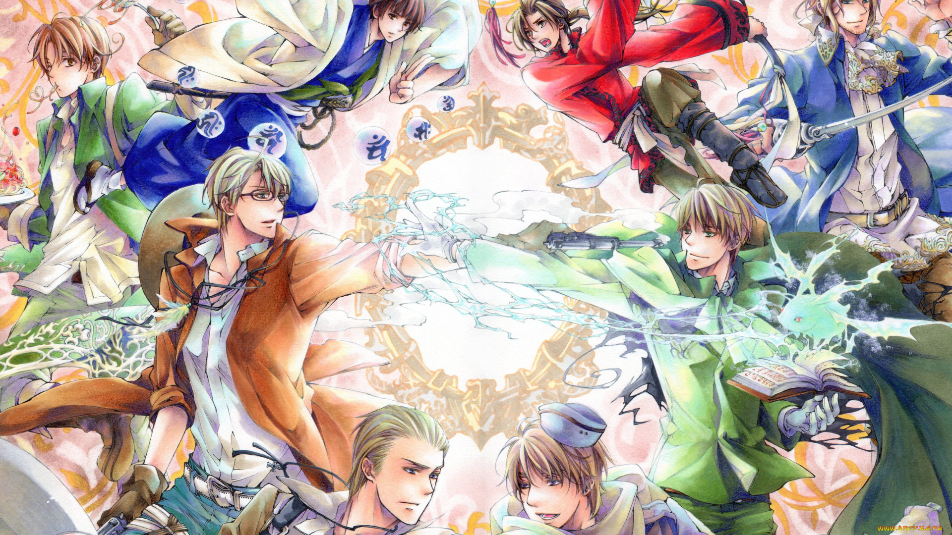 аниме, hetalia, , axis, powers, девушки, арт, персонажи, парни