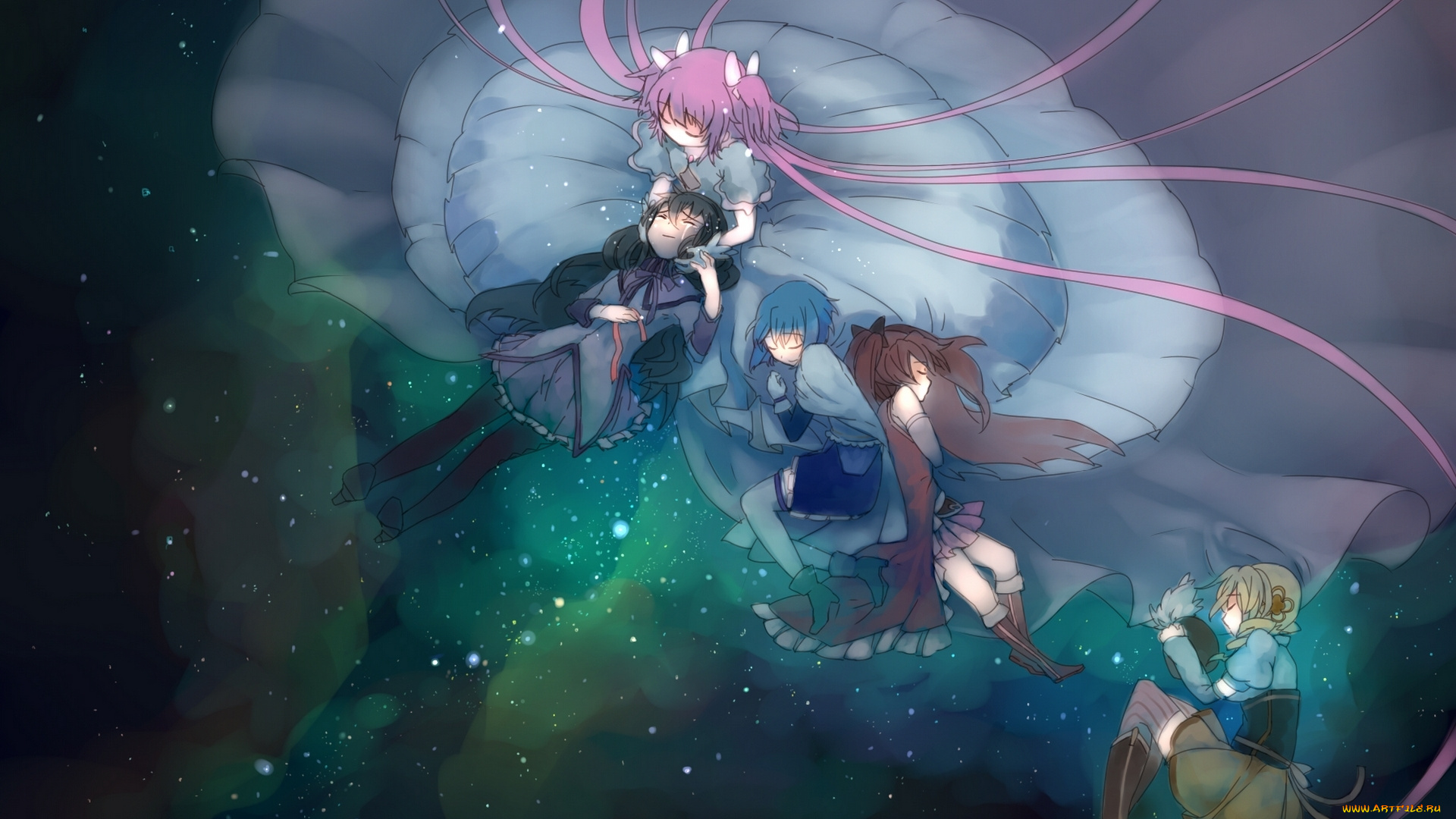 аниме, mahou, shoujo, madoka, magika, mahou, shoujo, madoka, magica, sakura, kyouko, miki, sayaka, девочка-волшебница, мадока, ultimate, kaname, слезы, nemeko, akemi, homura, арт, девушки, tomoe, mami