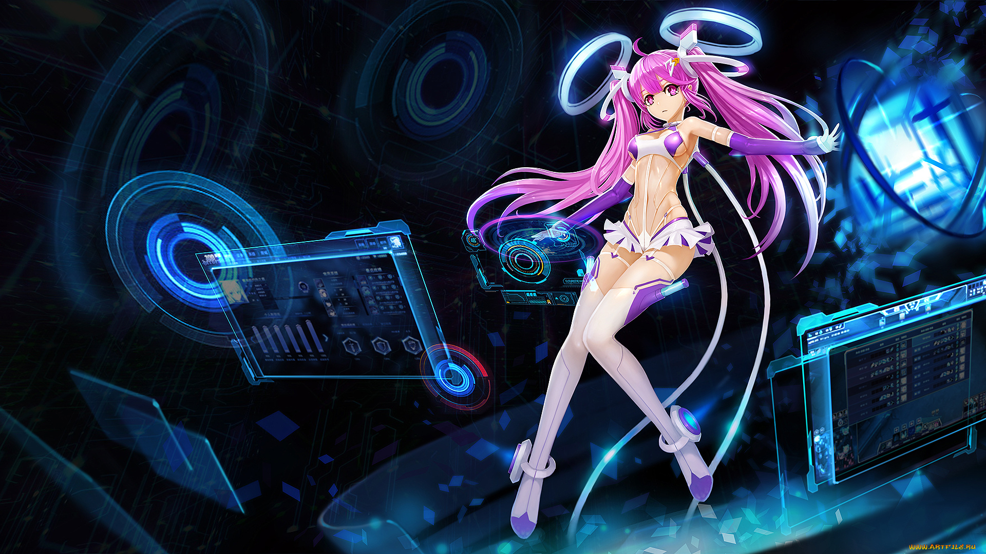 аниме, оружие, , техника, , технологии, девушка, взгляд, фон