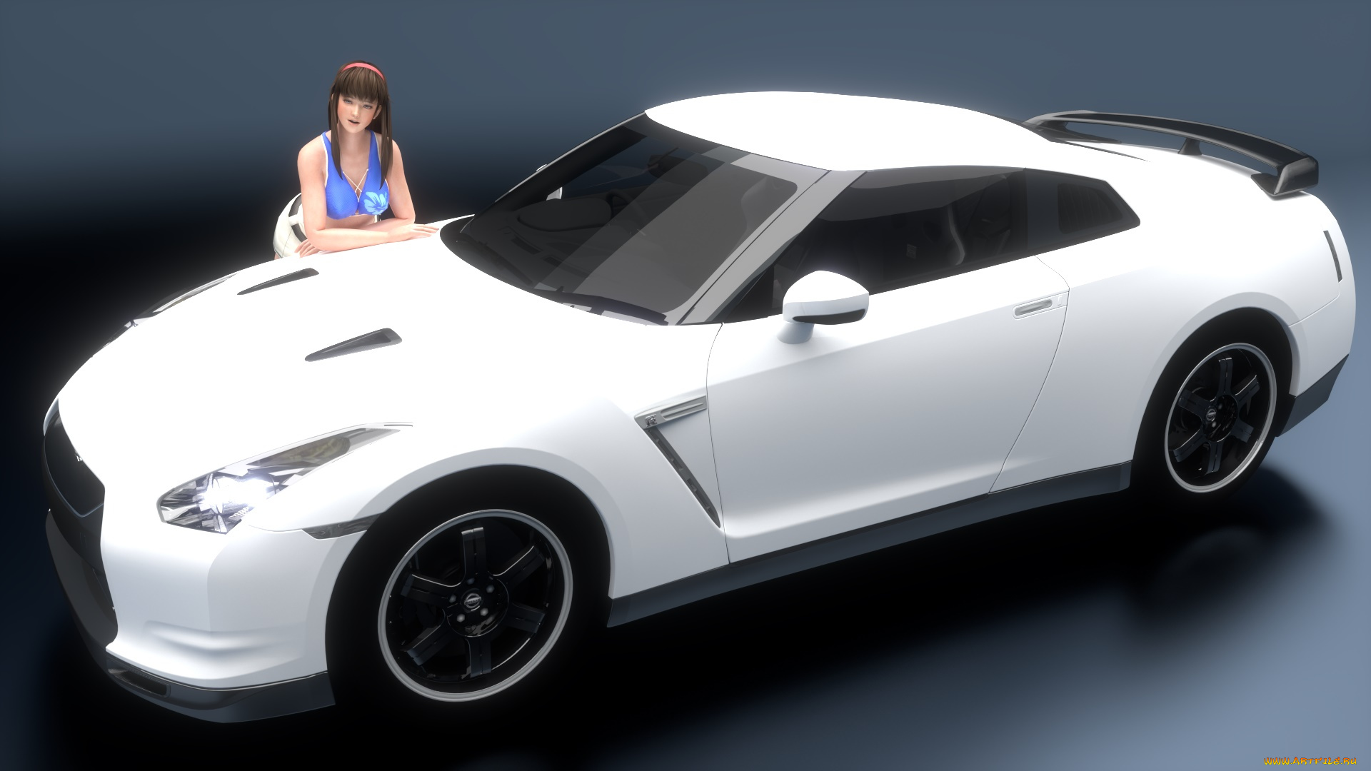 автомобили, 3d, car&girl, девушка, взгляд, фон, автомобиль