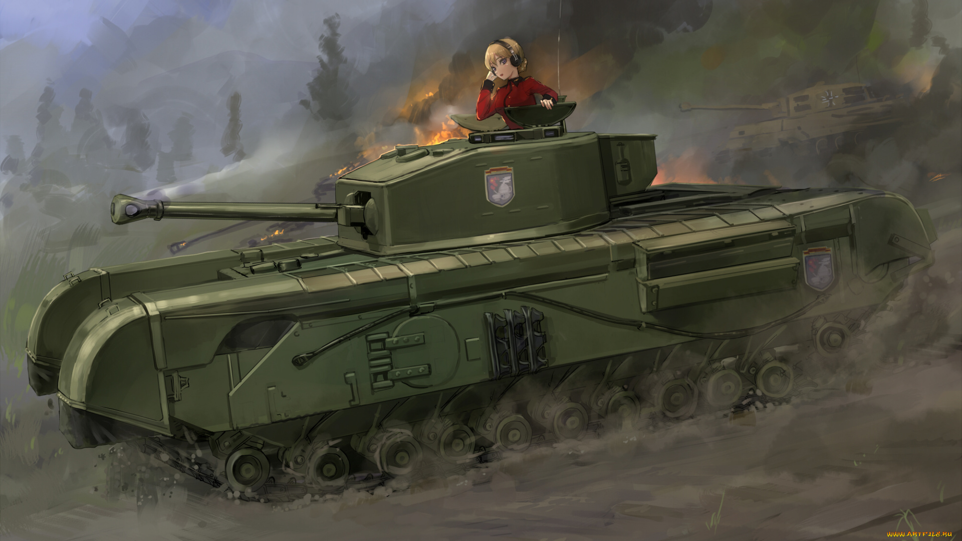 автор, , akasaai, аниме, girls, und, panzer, girls, und, panzer, darjeeling