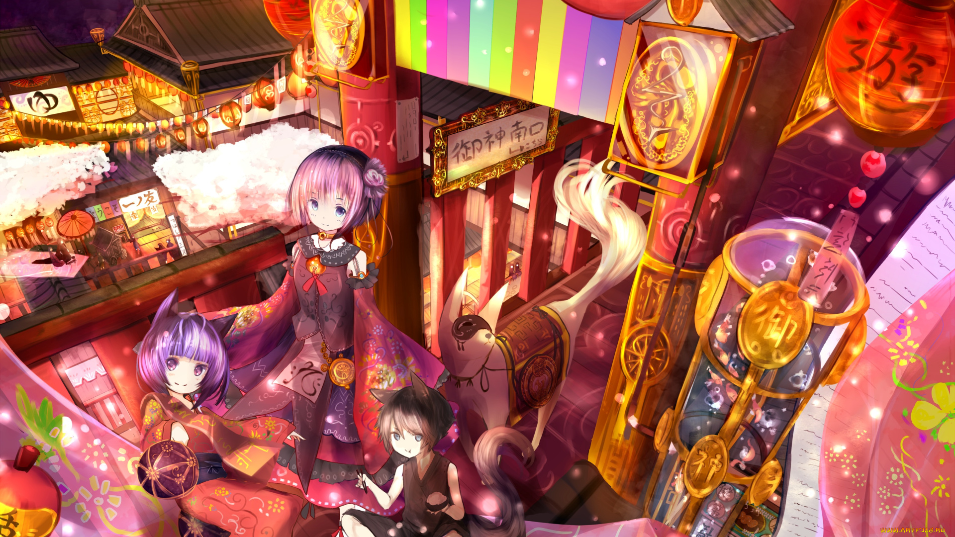 автор, , ciavis0339, аниме, город, , улицы, , здания, девочки