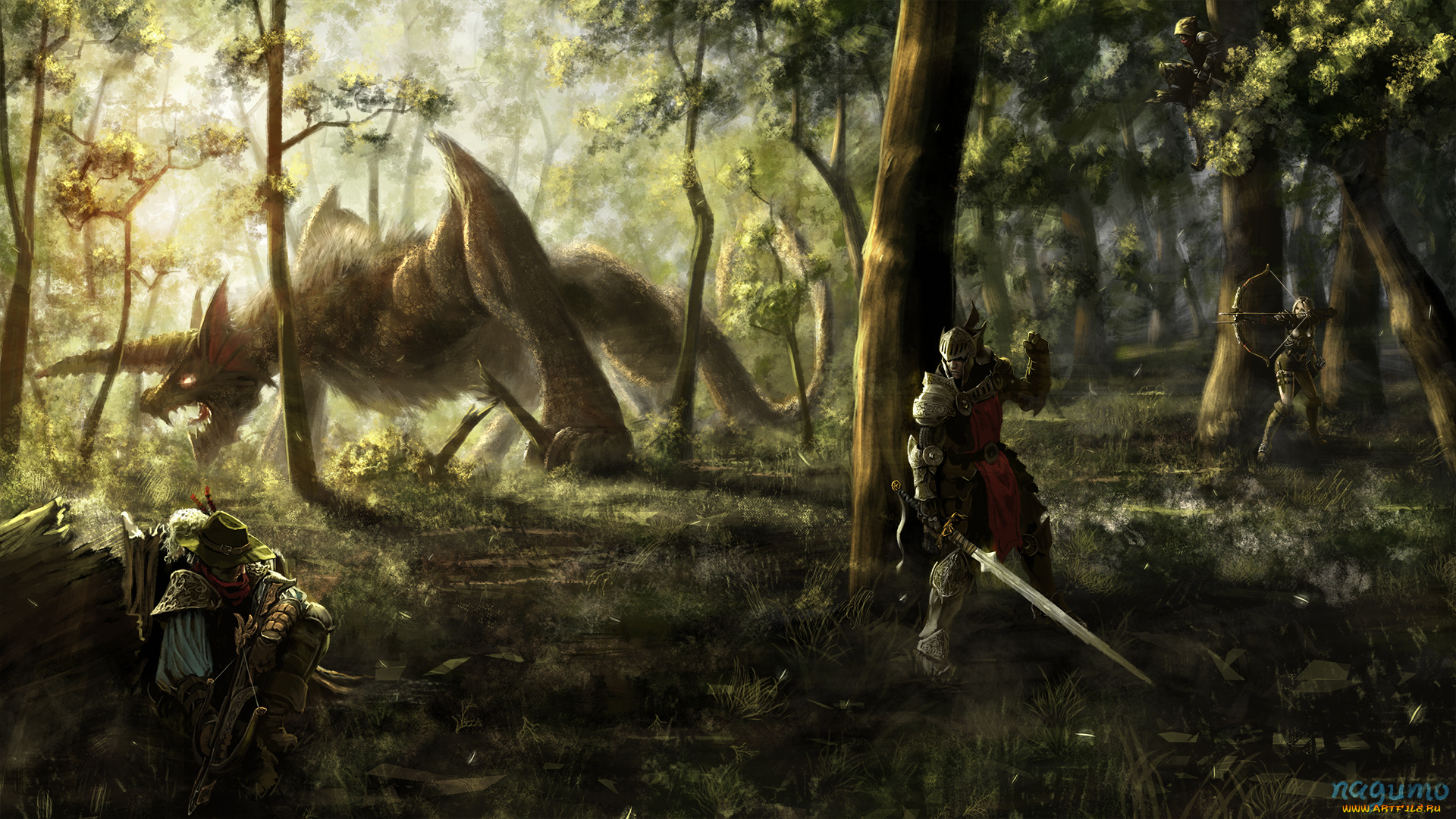 автор, , nagumo, , qmzp10, фэнтези, существа, лес, воины, монстр