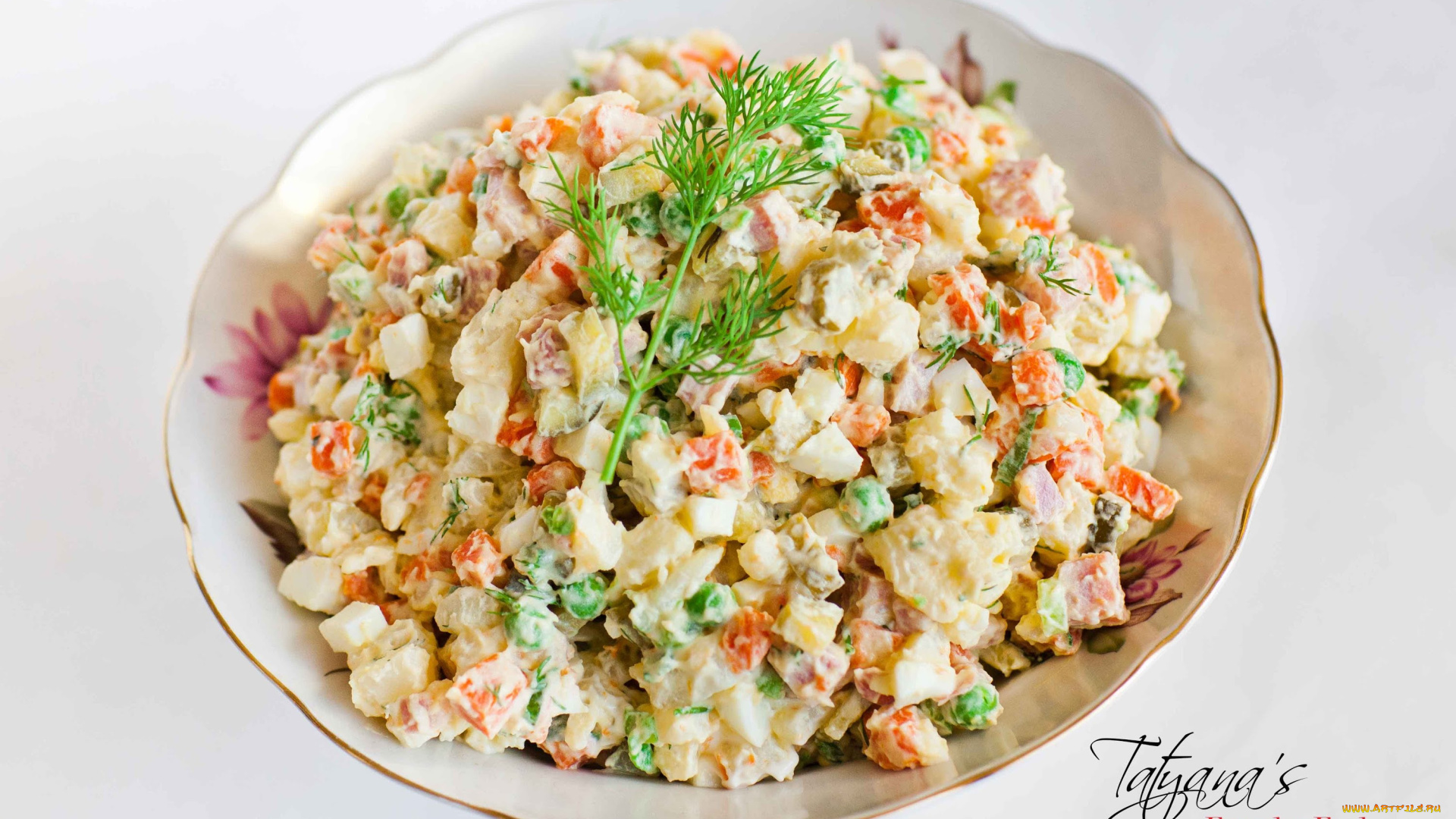 еда, салаты, , закуски, салат, укроп, салатница, оливье