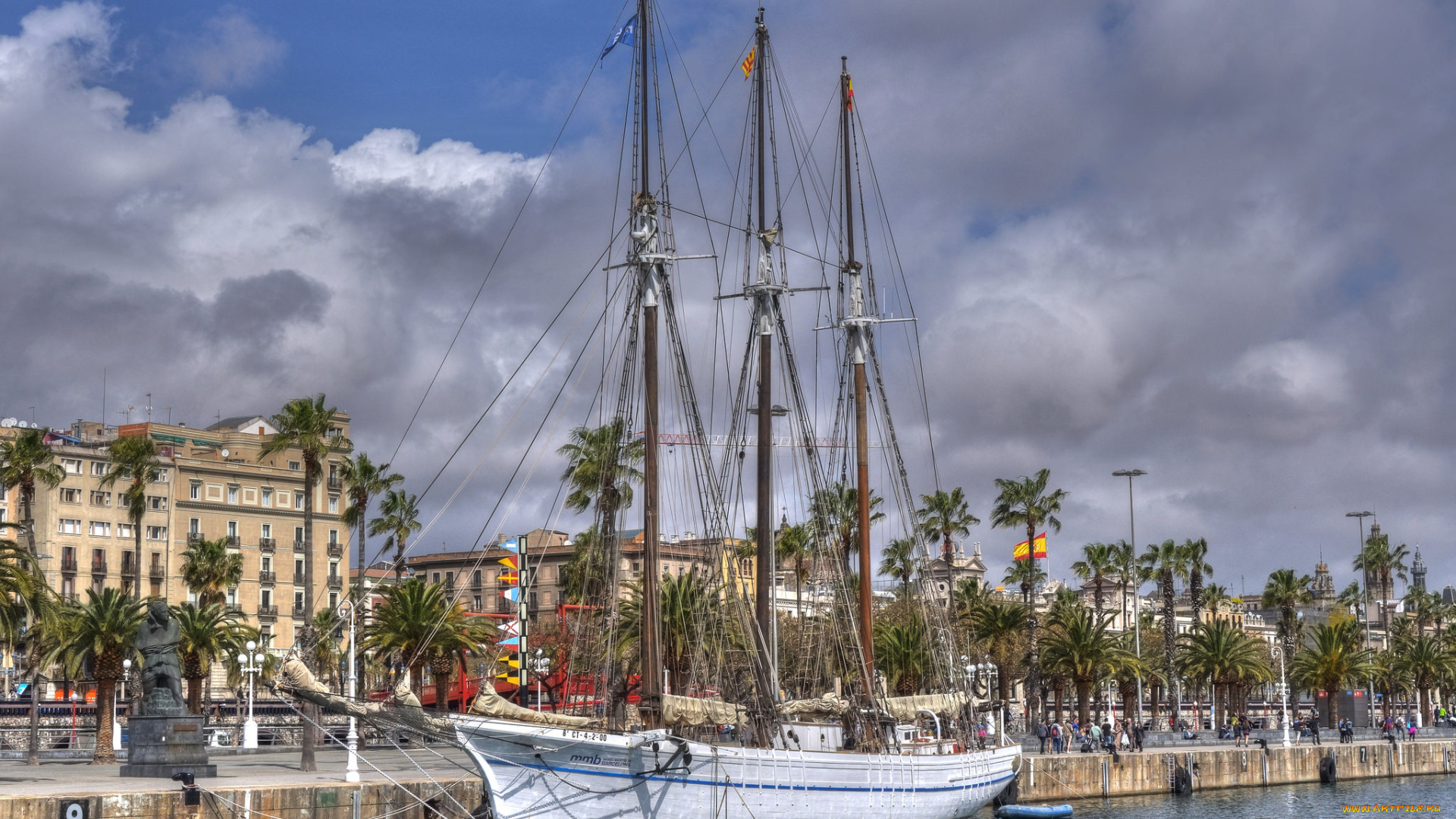 корабли, парусники, мачты, пристань