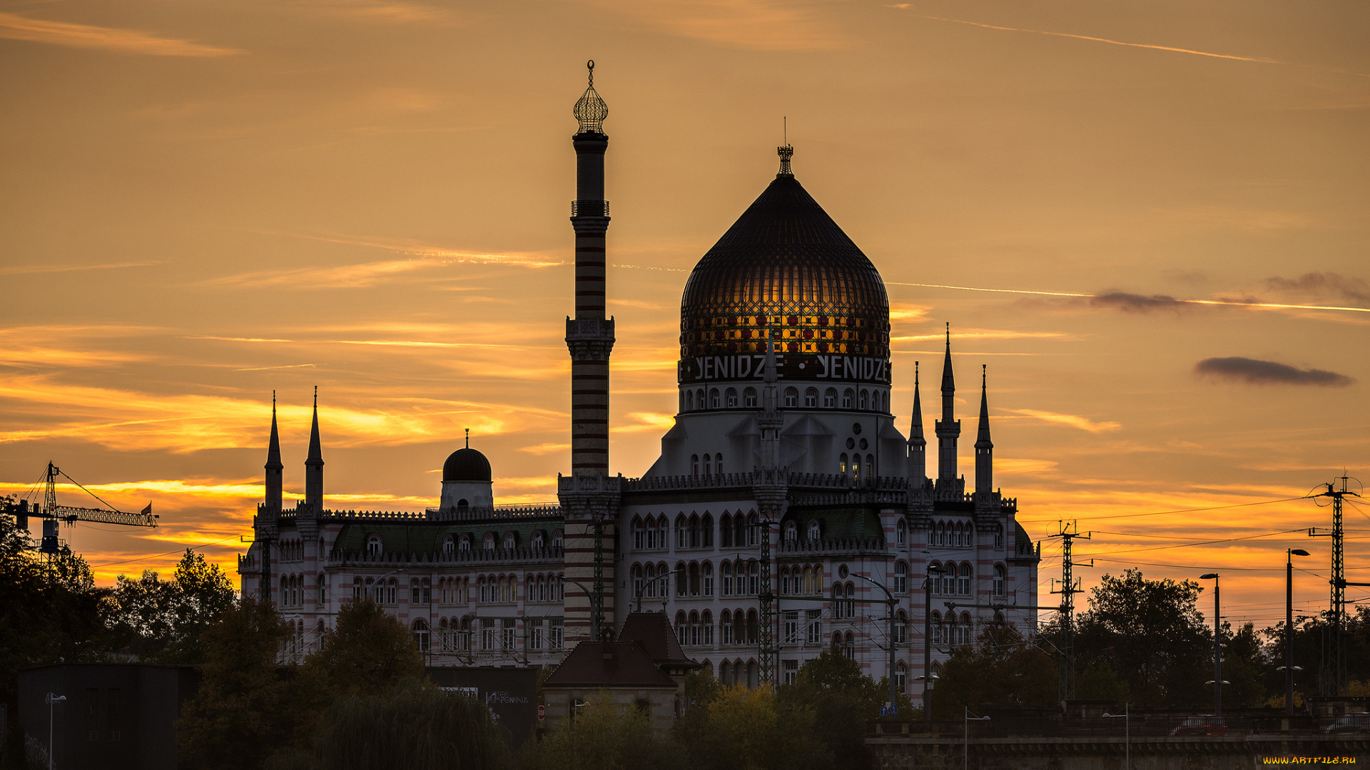 yenidze, in, dresden, города, дрезден, , германия, мечеть, рассвет