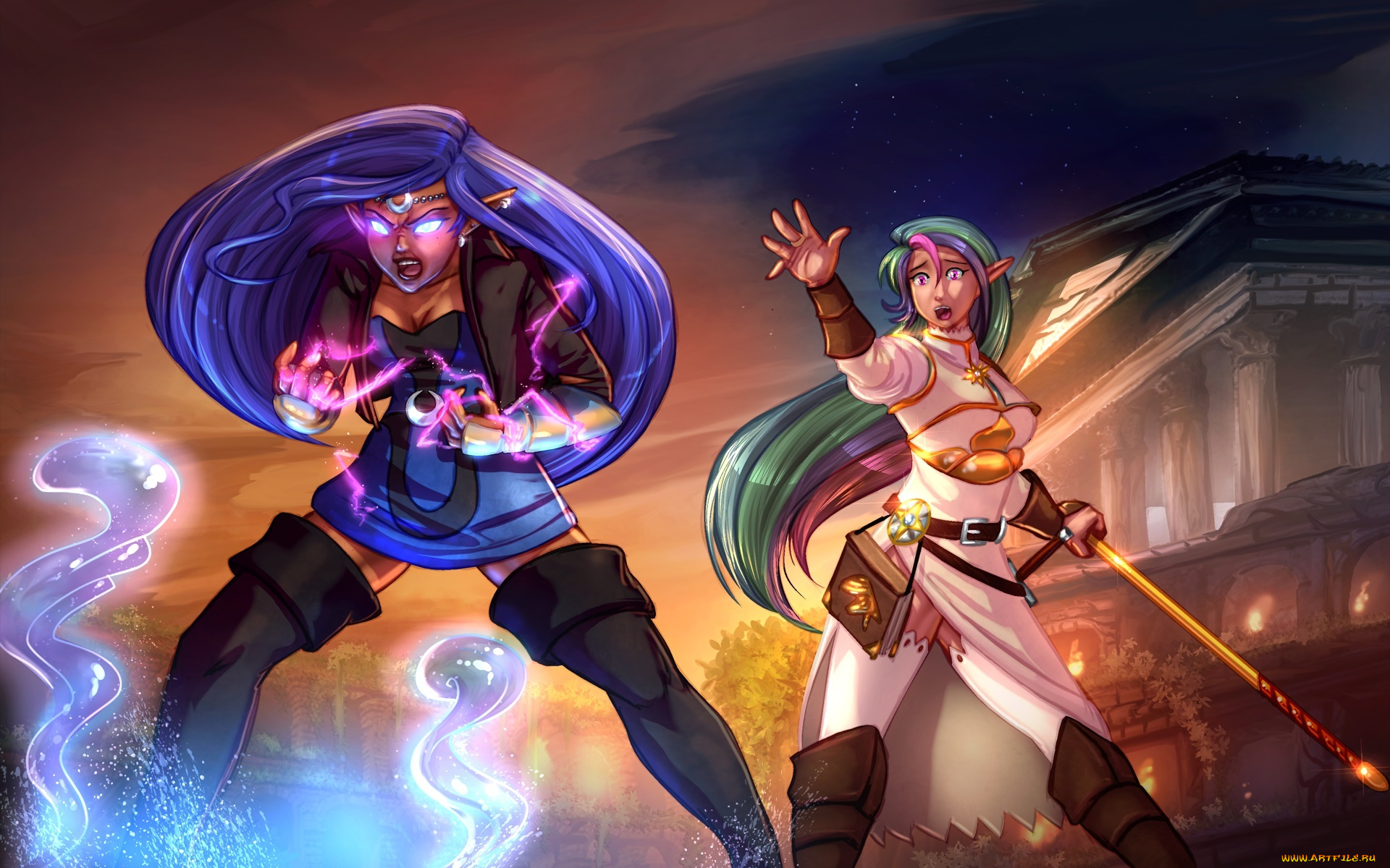 фэнтези, эльфы, магия, фон, взгляд, эльфийки