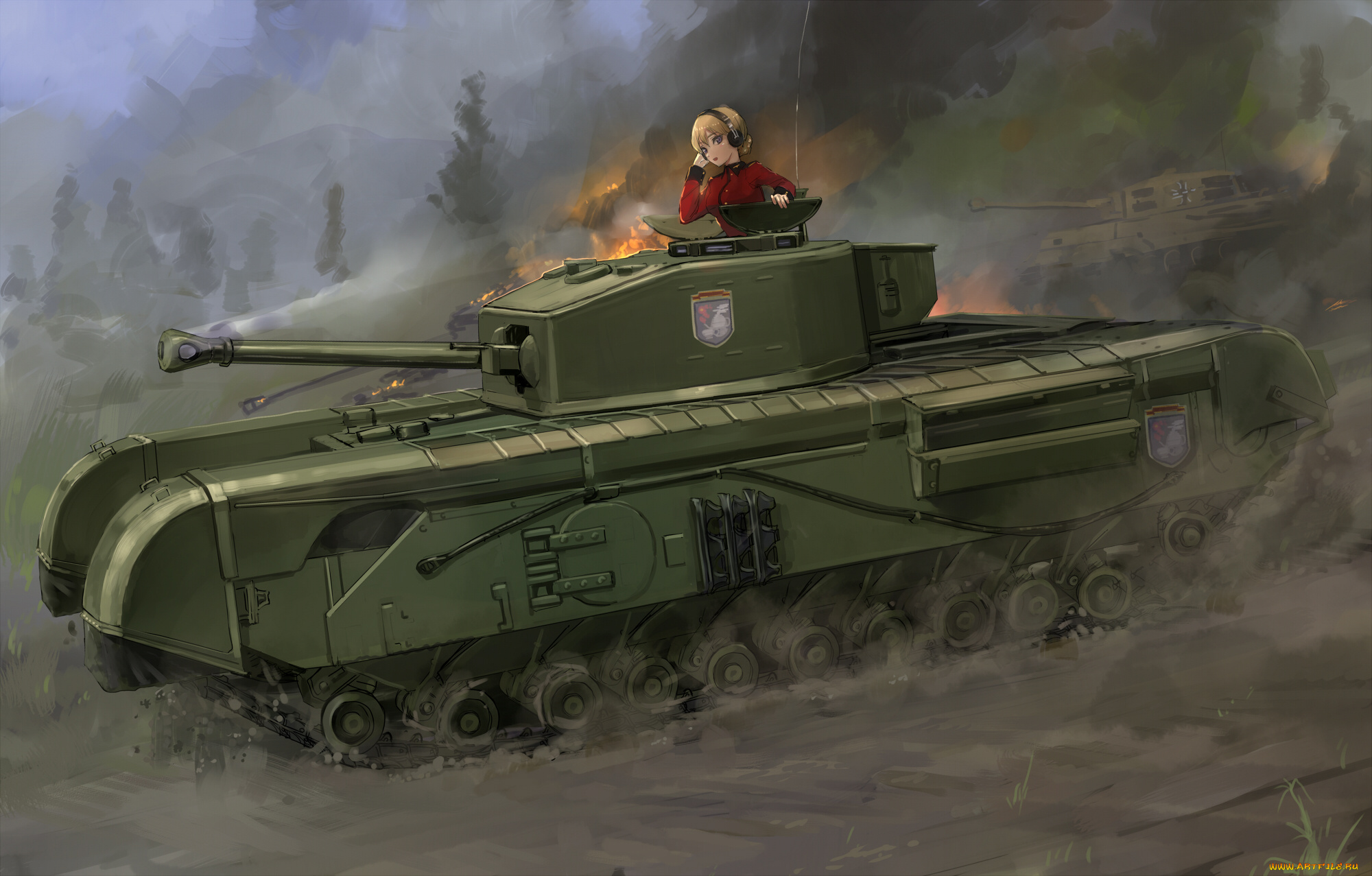 автор, , akasaai, аниме, girls, und, panzer, girls, und, panzer, darjeeling
