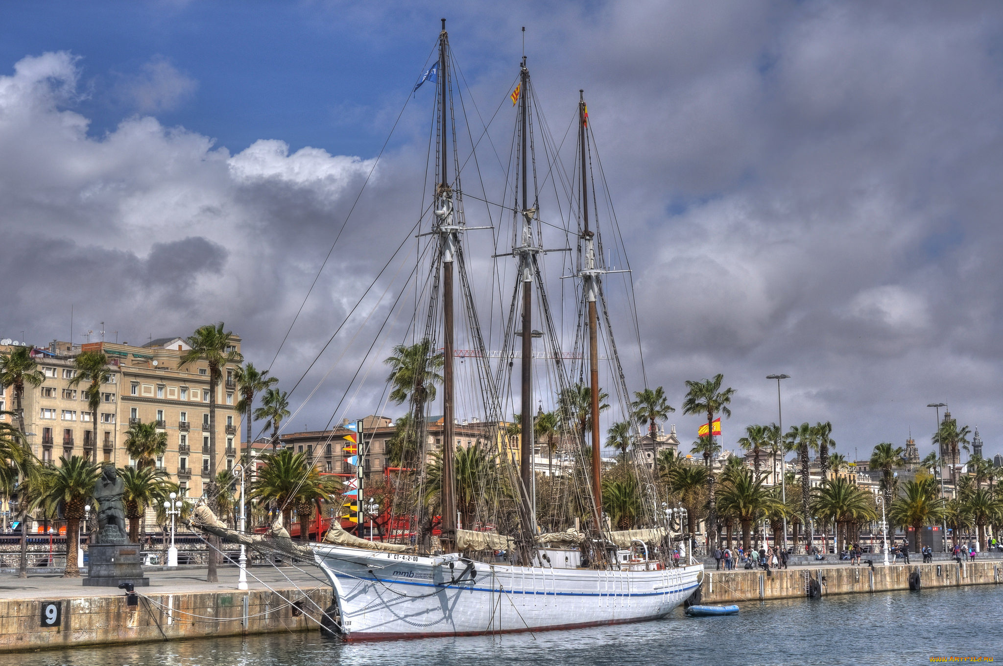 корабли, парусники, мачты, пристань