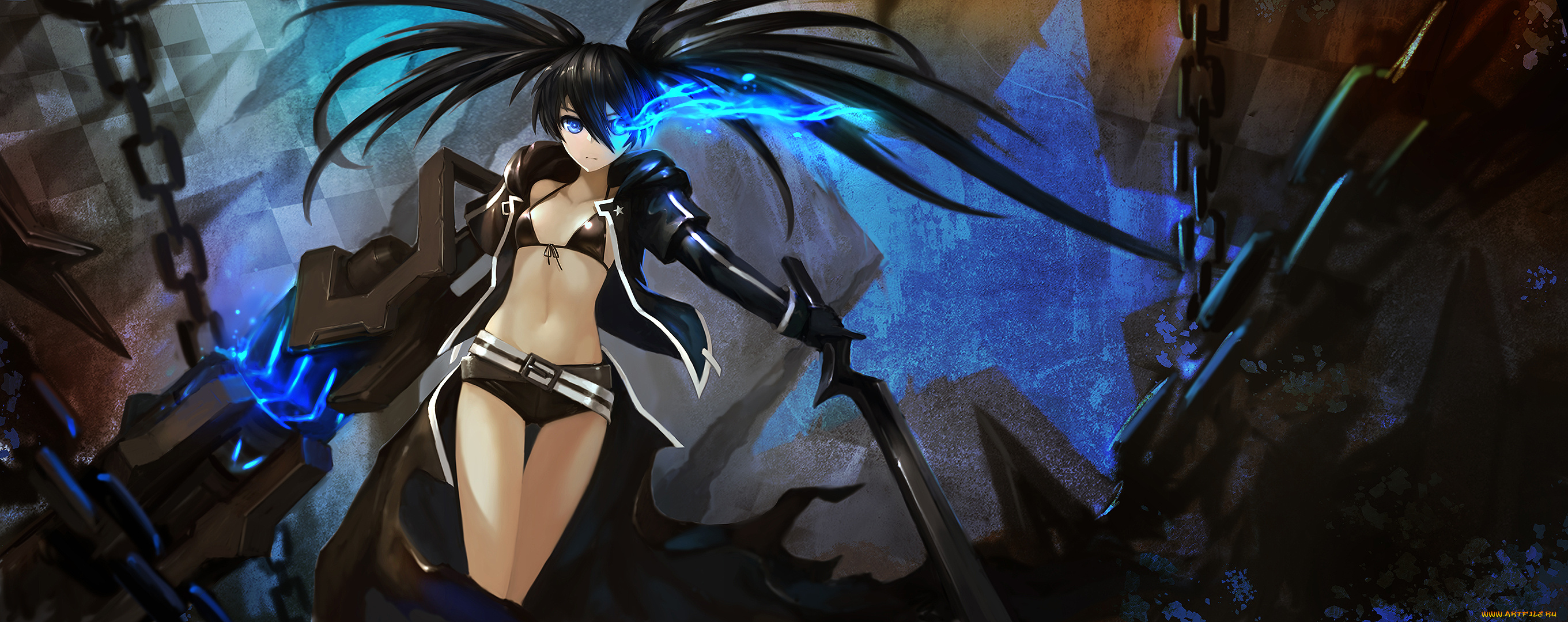 аниме, black, rock, shooter, black, rock, shooter, kuroi, mato, hanshu