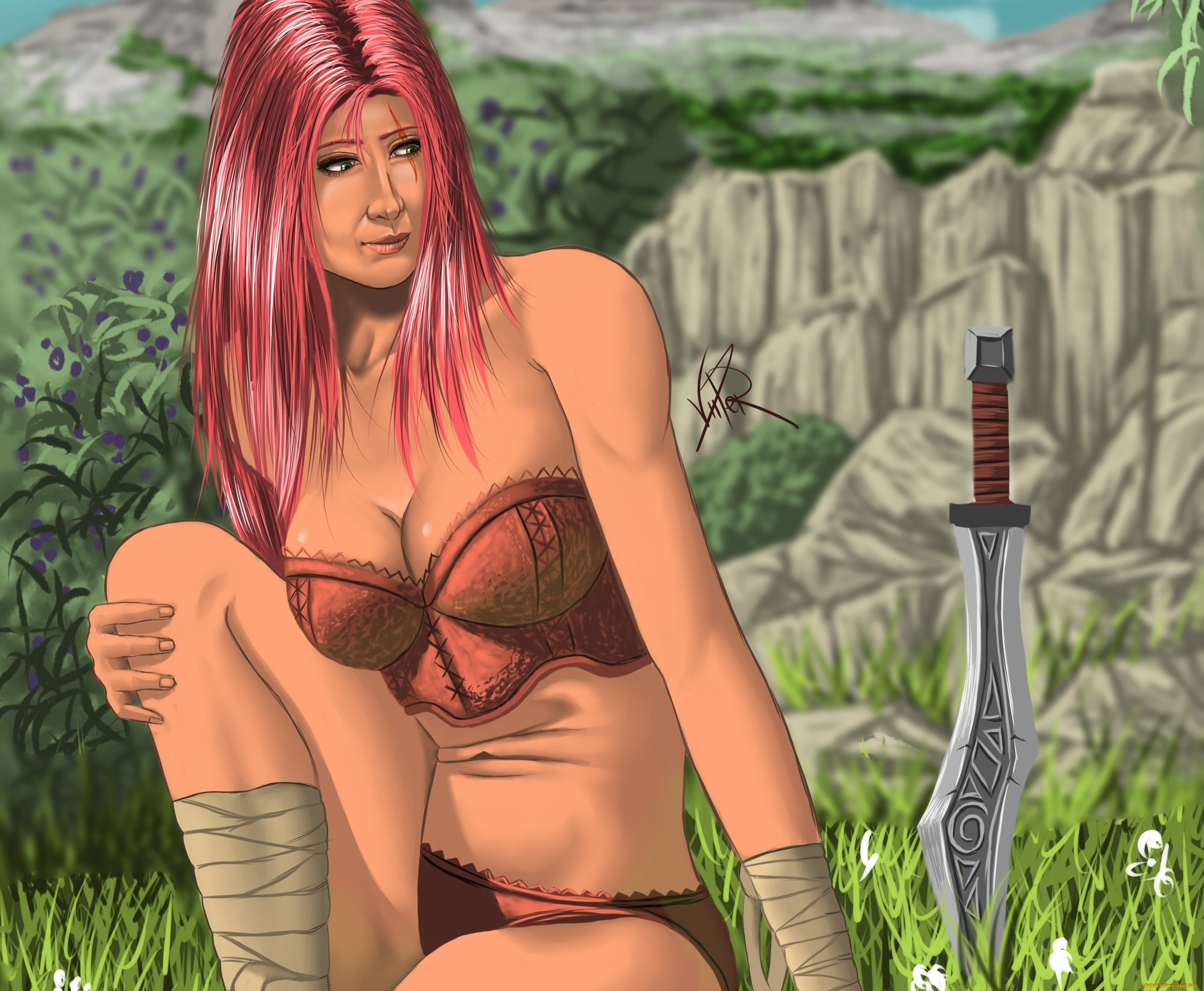 векторная, графика, девушки, , girls, взгляд, девушка, фон