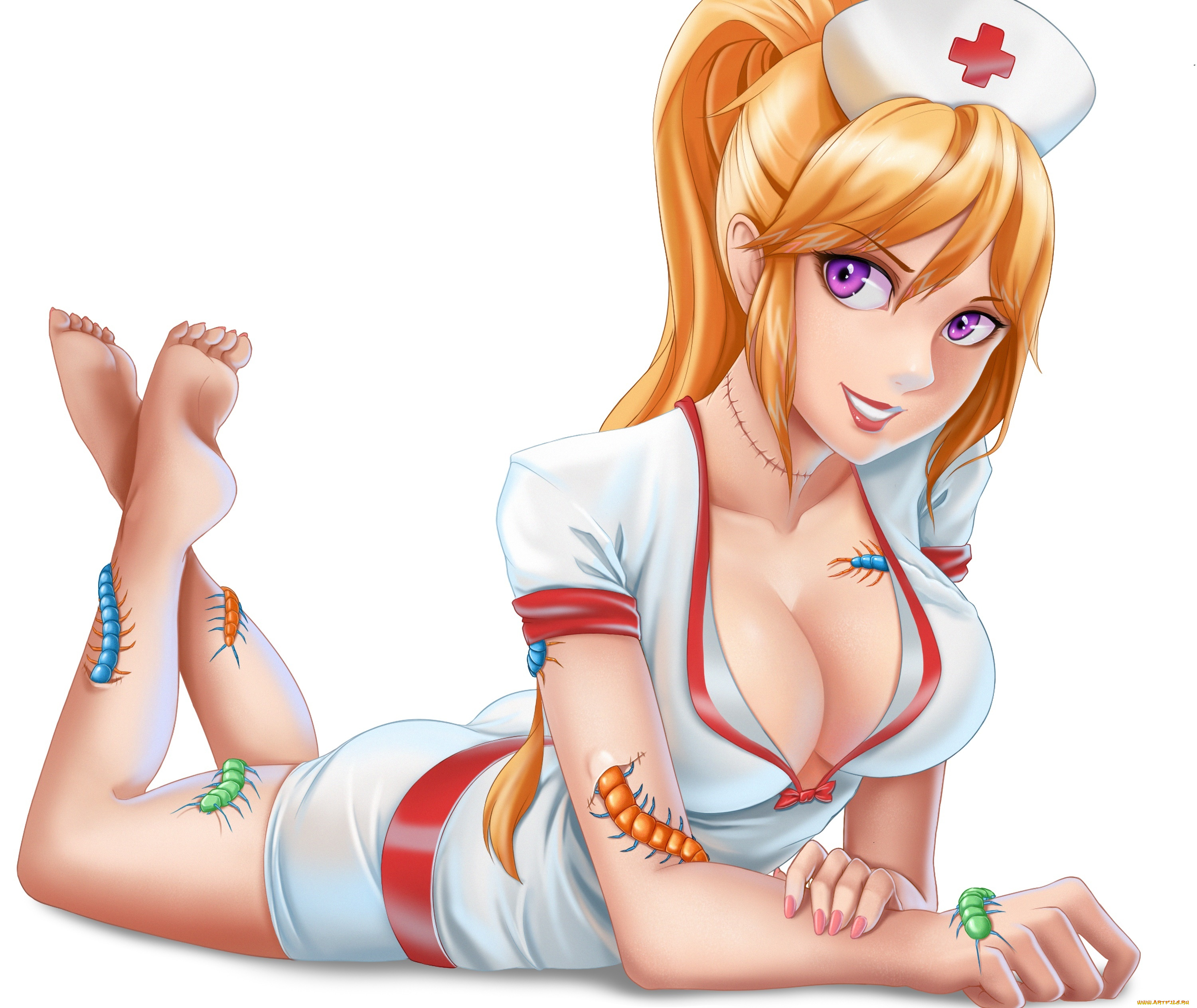 разное, арты, фон, взгляд, девушка, насекомие, медсестра