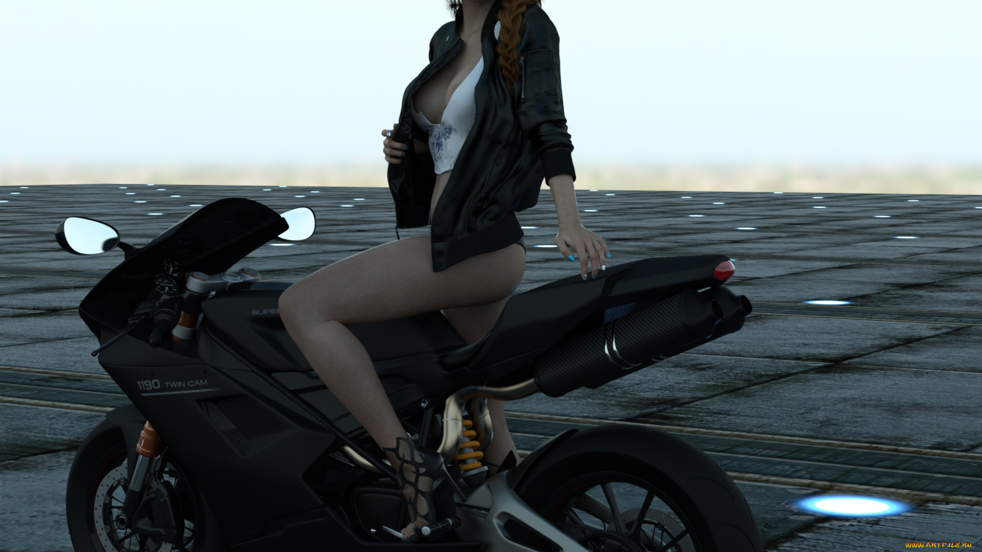 3д, графика, люди-авто, мото, , people-, car, , , moto, мотоцикл, фон, взгляд, девушка