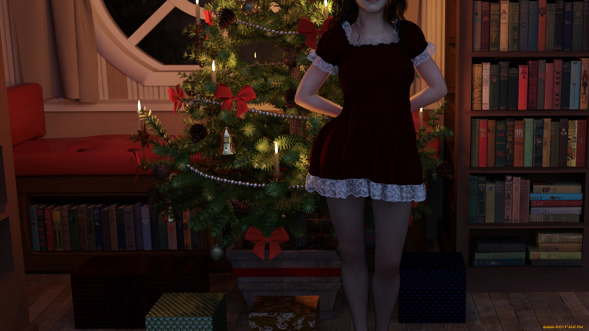 3д, графика, праздники, , holidays, фон, взгляд, девушка