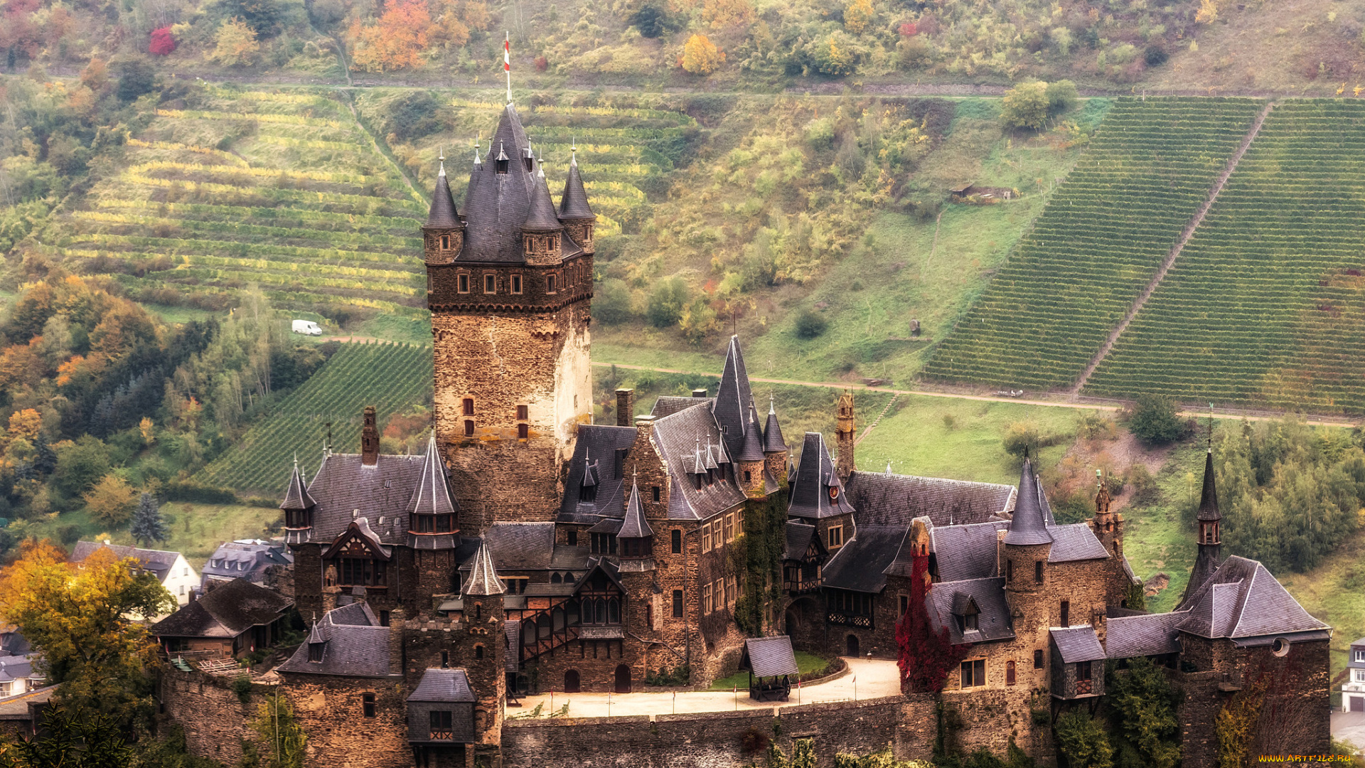 cochem, города, замки, германии, замок