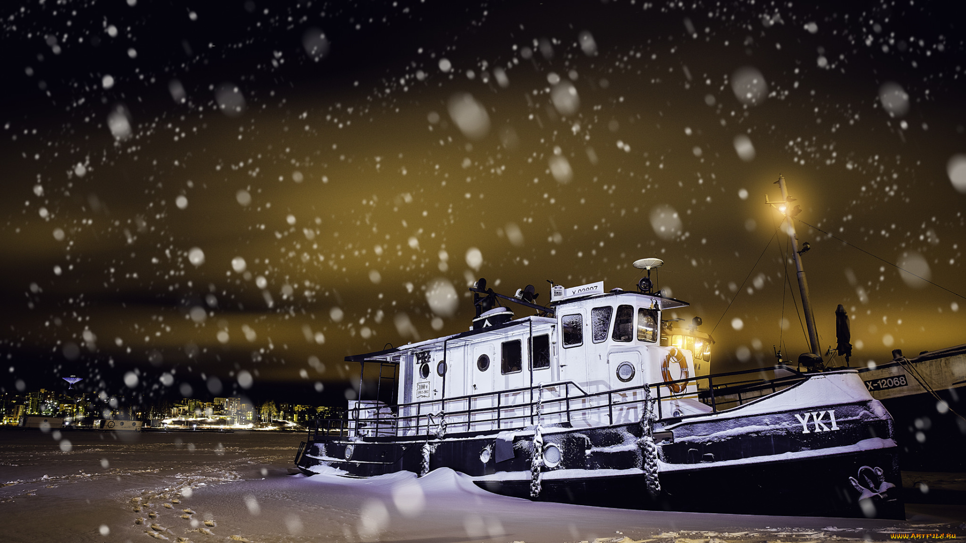 корабли, баркасы, , , буксиры, ночь