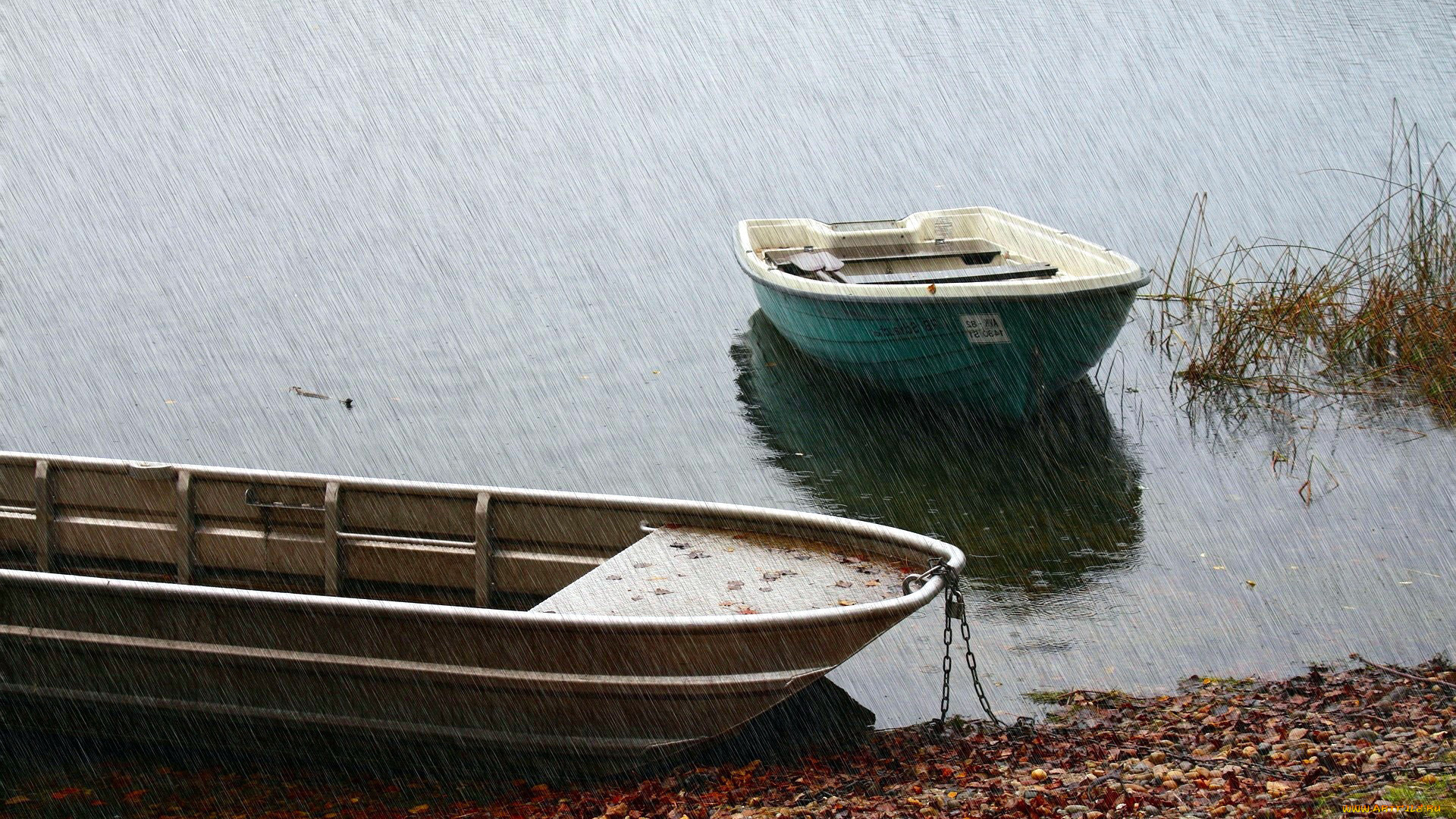 корабли, лодки, , шлюпки, река, дождь