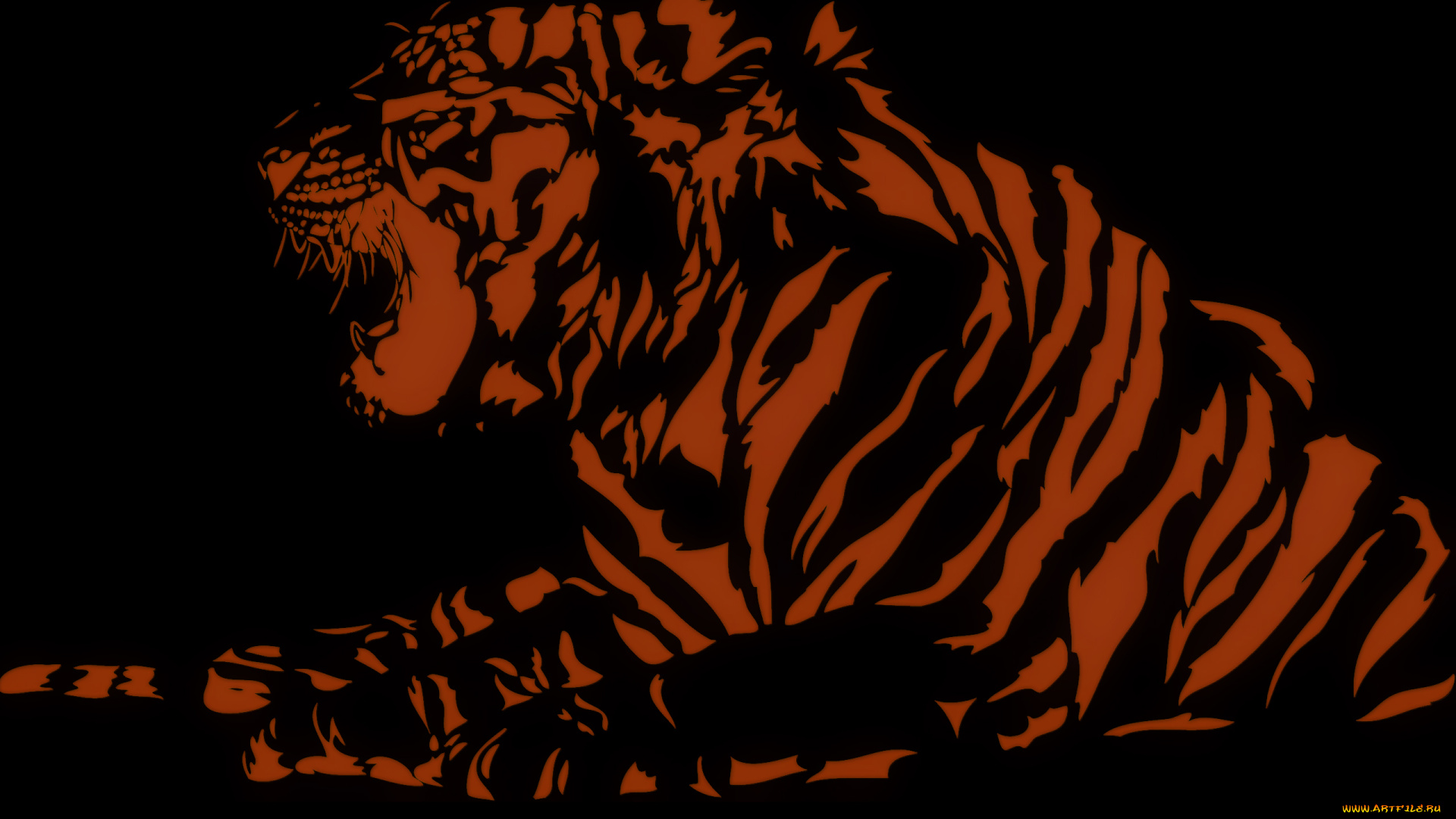 рисованное, минимализм, тигр