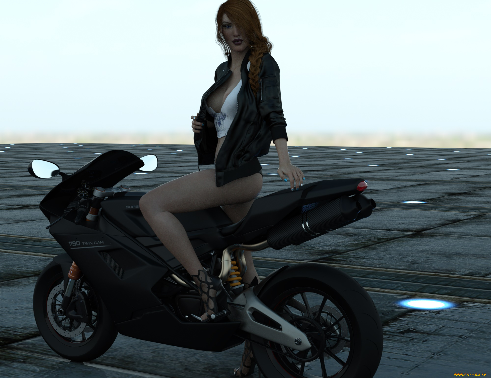 3д, графика, люди-авто, мото, , people-, car, , , moto, мотоцикл, фон, взгляд, девушка