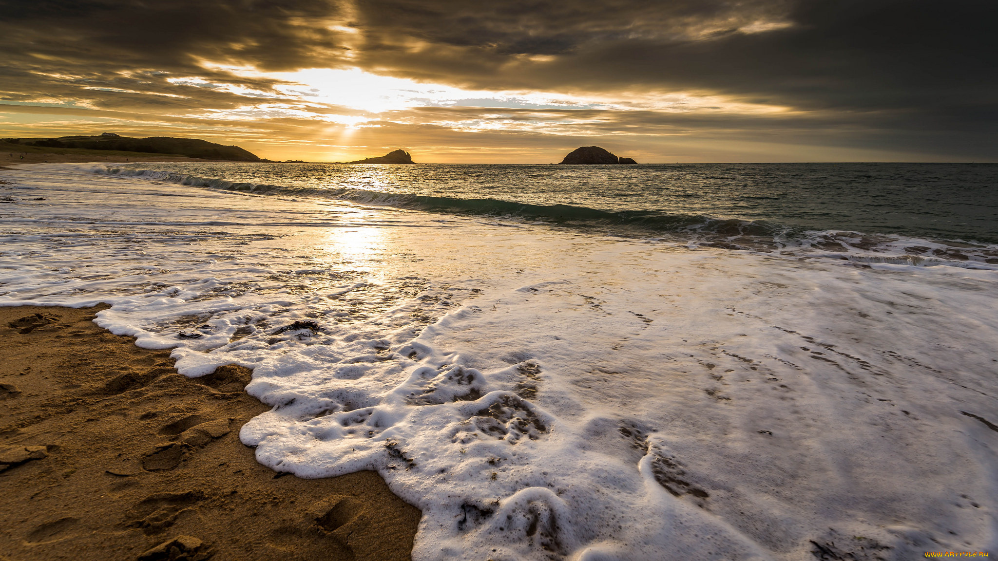 природа, побережье, рассвет