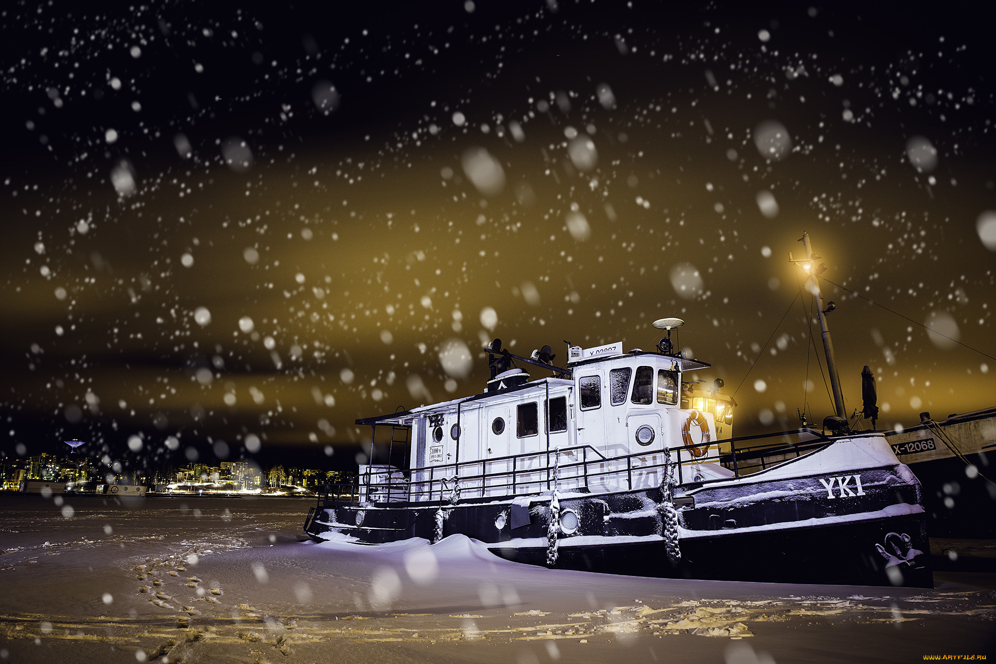 корабли, баркасы, , , буксиры, ночь