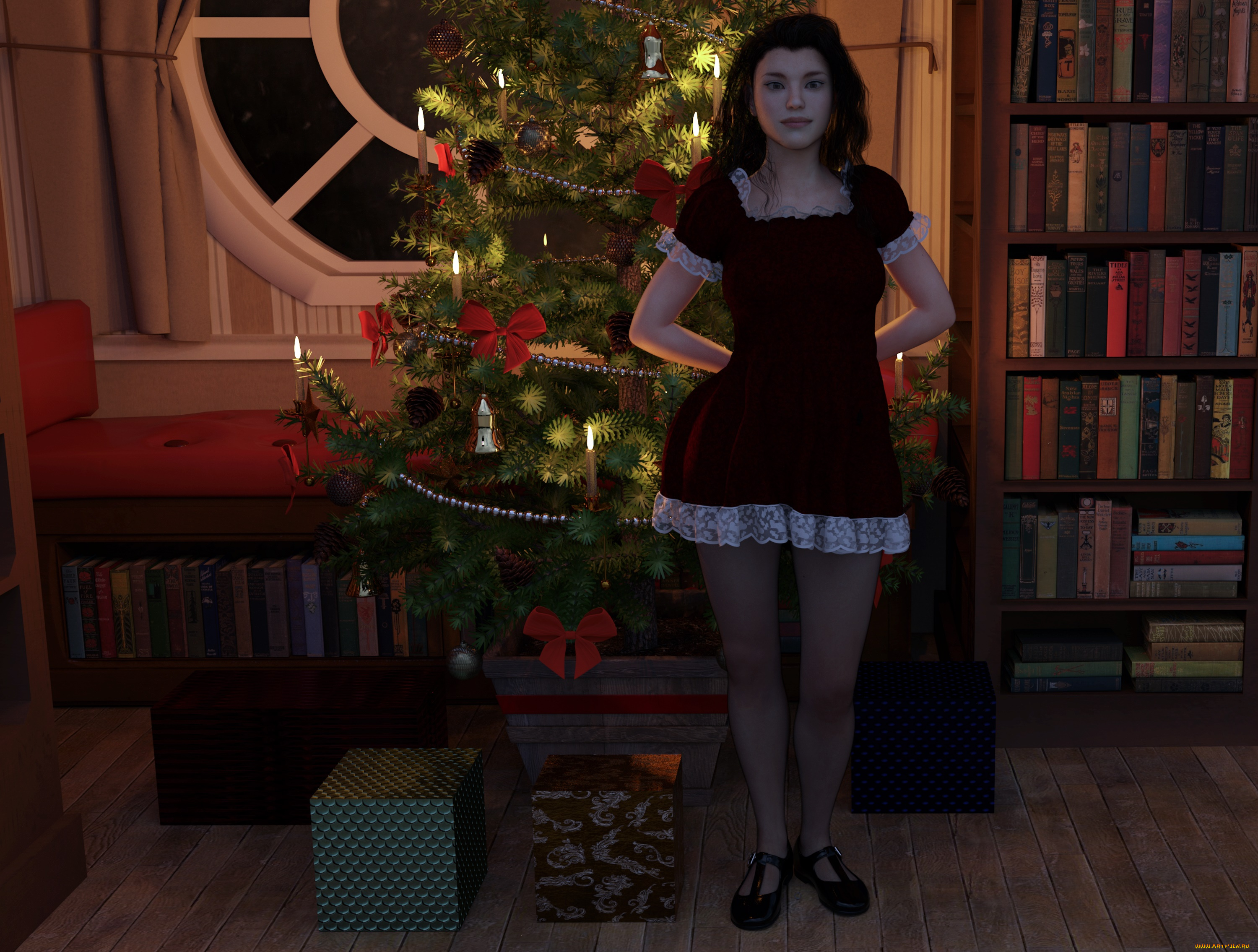 3д, графика, праздники, , holidays, фон, взгляд, девушка