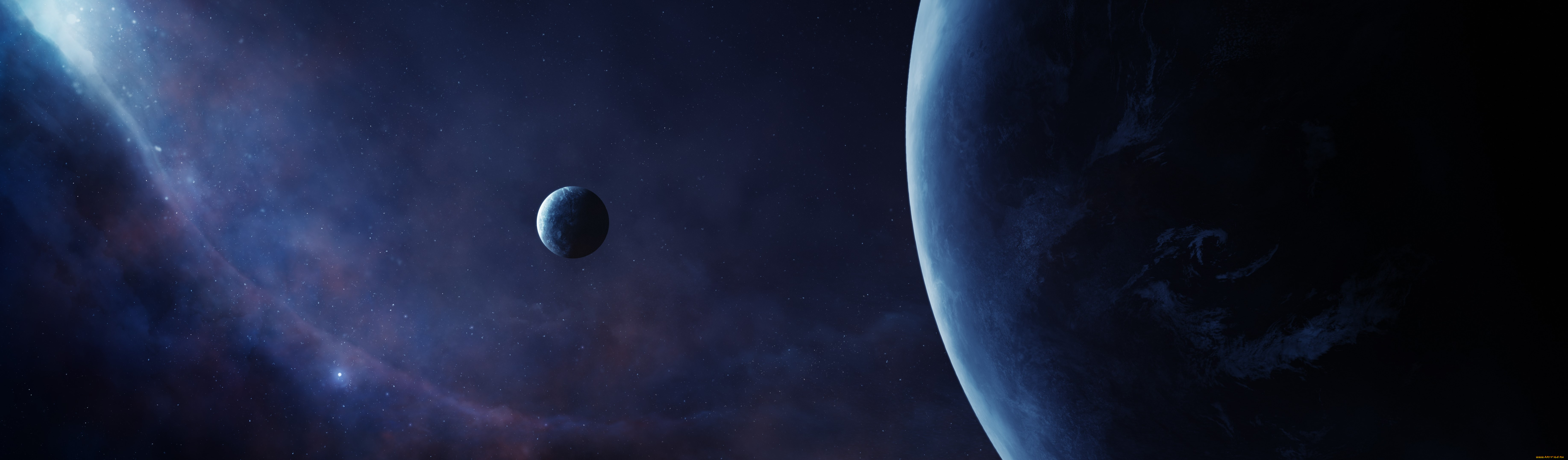 космос, арт, планеты, вселенная, звезды