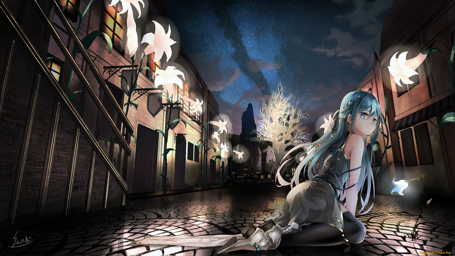 аниме, город, , улицы, , интерьер, , здания, saraki