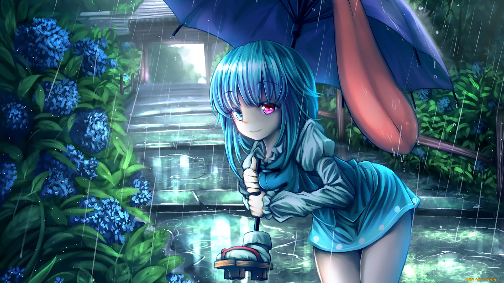 аниме, touhou, девушка, взгляд, фон