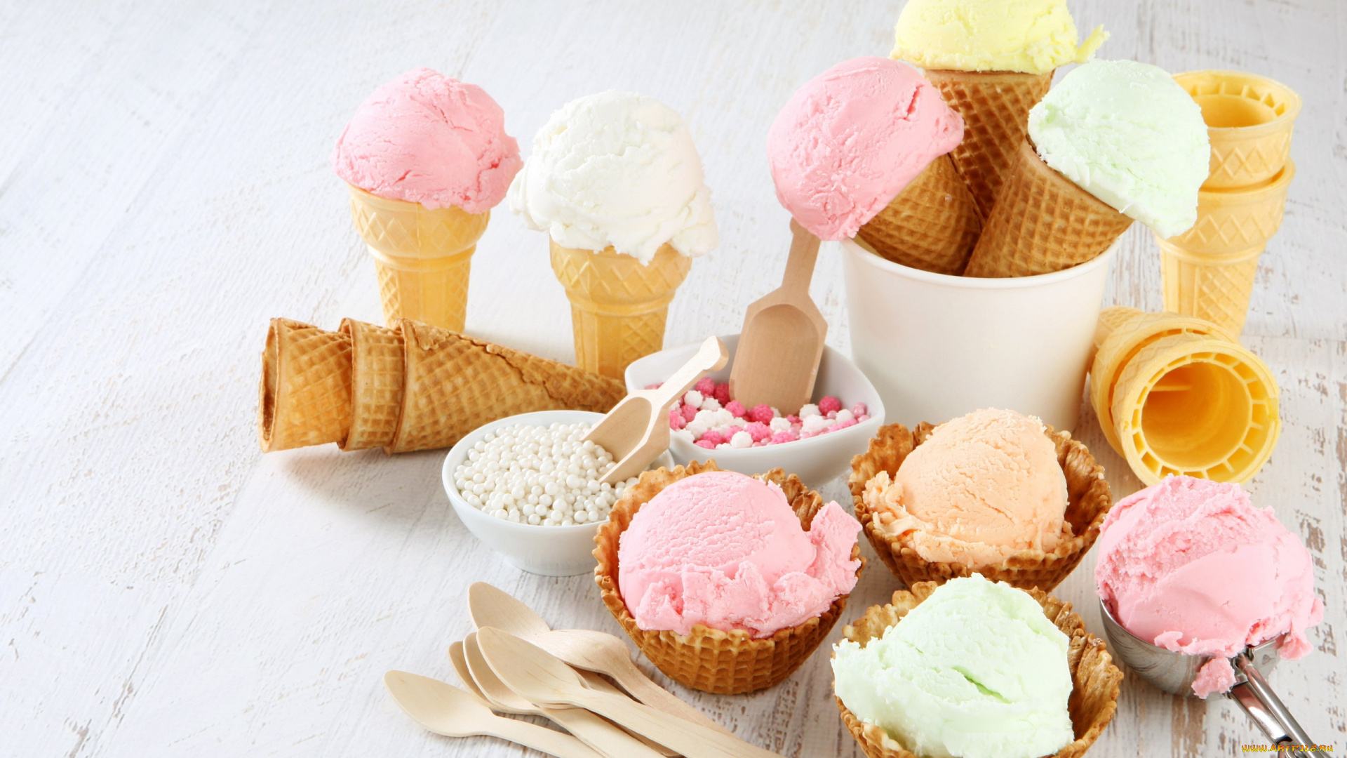 еда, мороженое, , десерты, вафельный, лакомство, ассорти, рожок