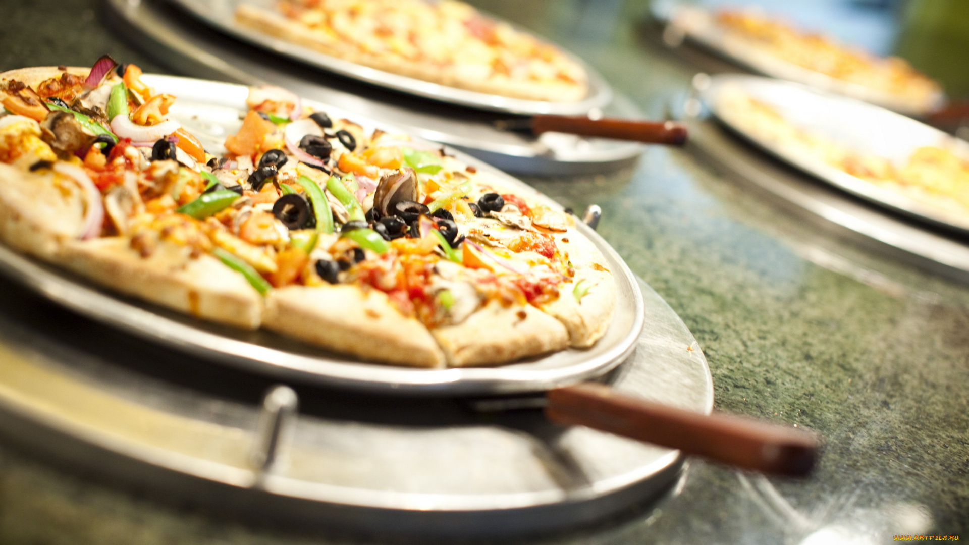 еда, пицца, начинка, маслины