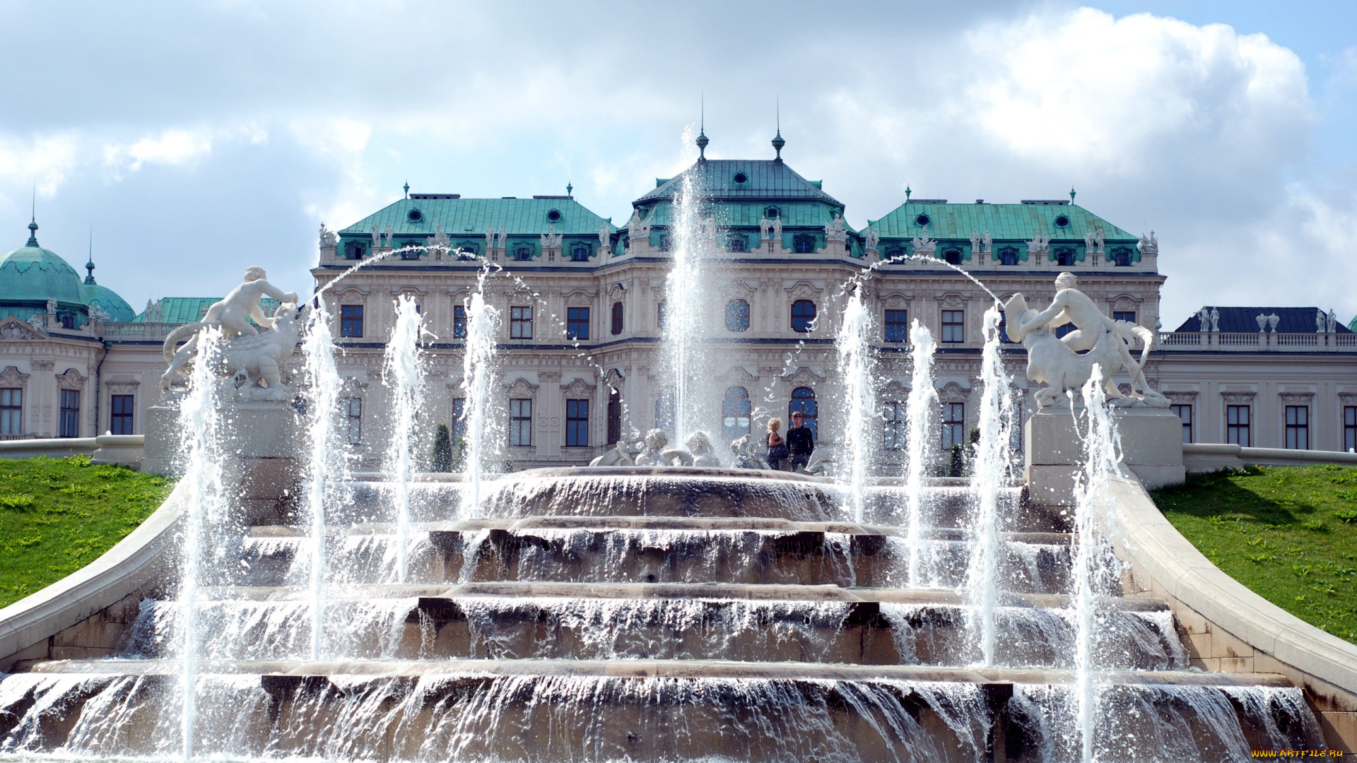 города, вена, , австрия, дворец, фонтан, красота
