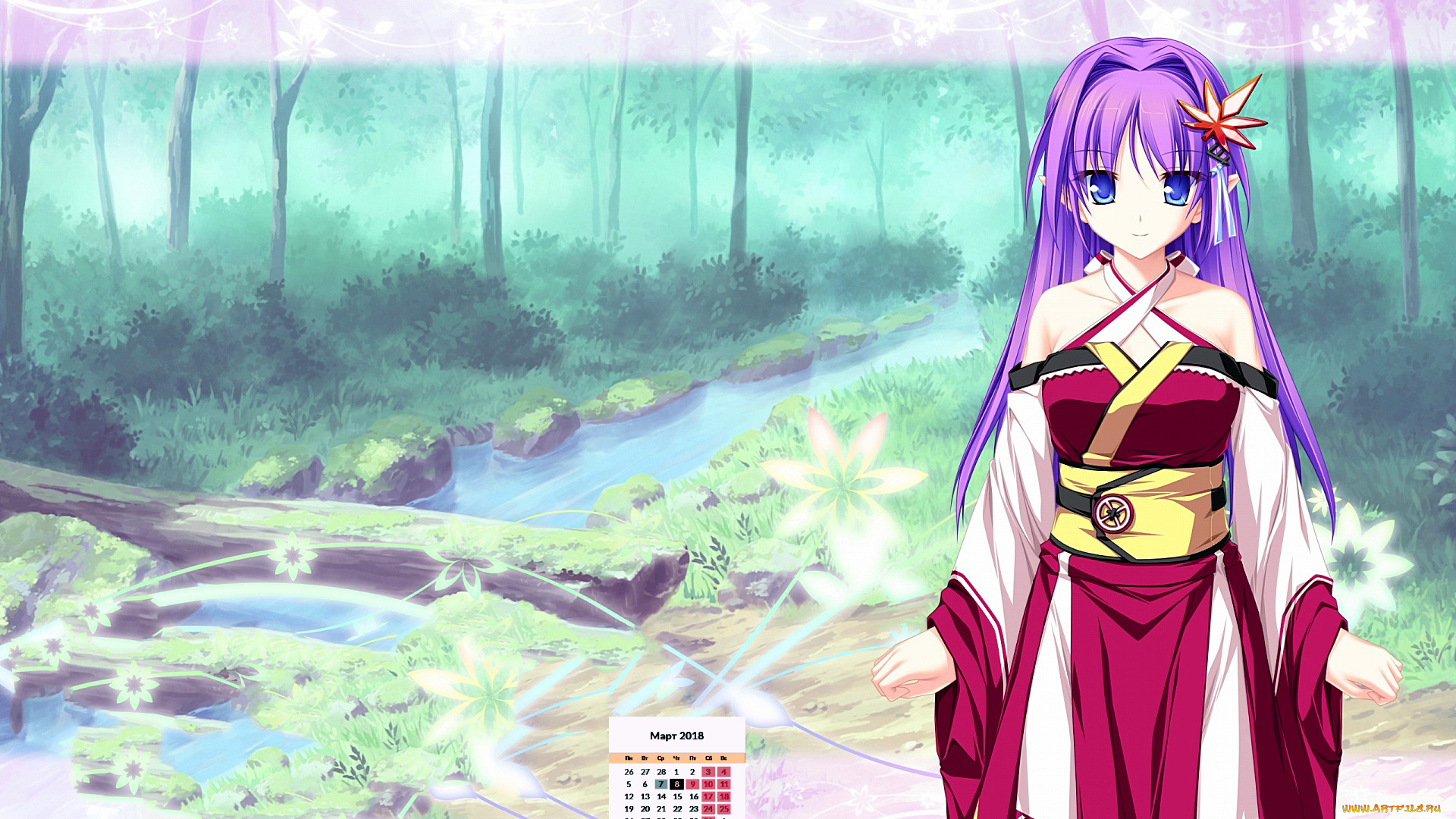 календари, аниме, девушка, взгляд, 2018