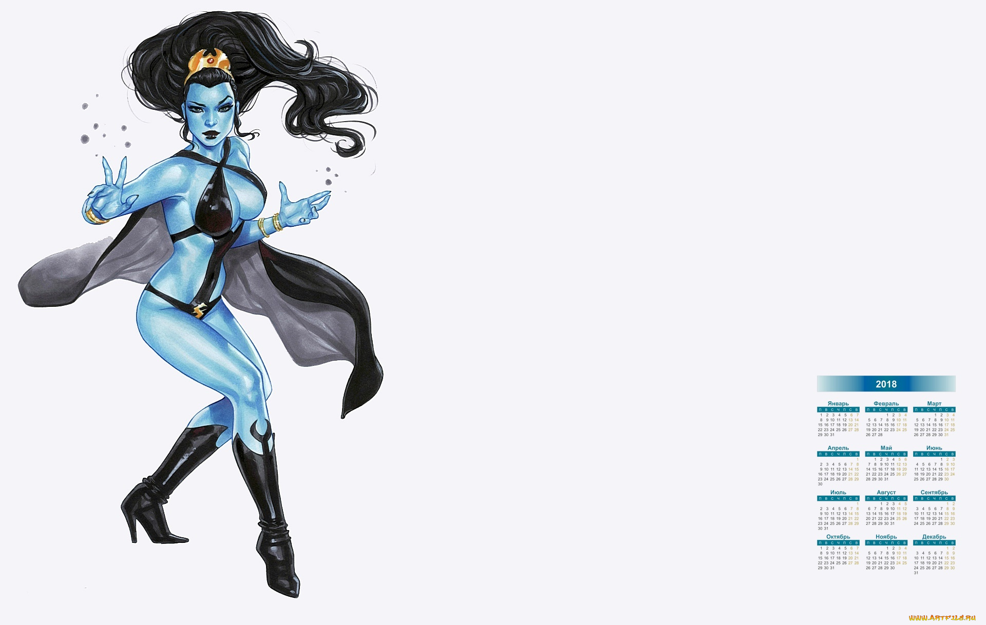 календари, рисованные, , векторная, графика, накидка, взгляд, 2018, сапоги, женщина