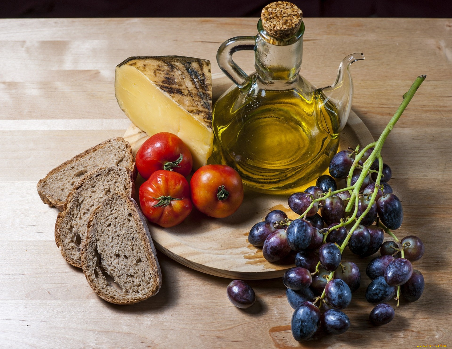 еда, натюрморт, снедь, хлеб, томаты, помидоры