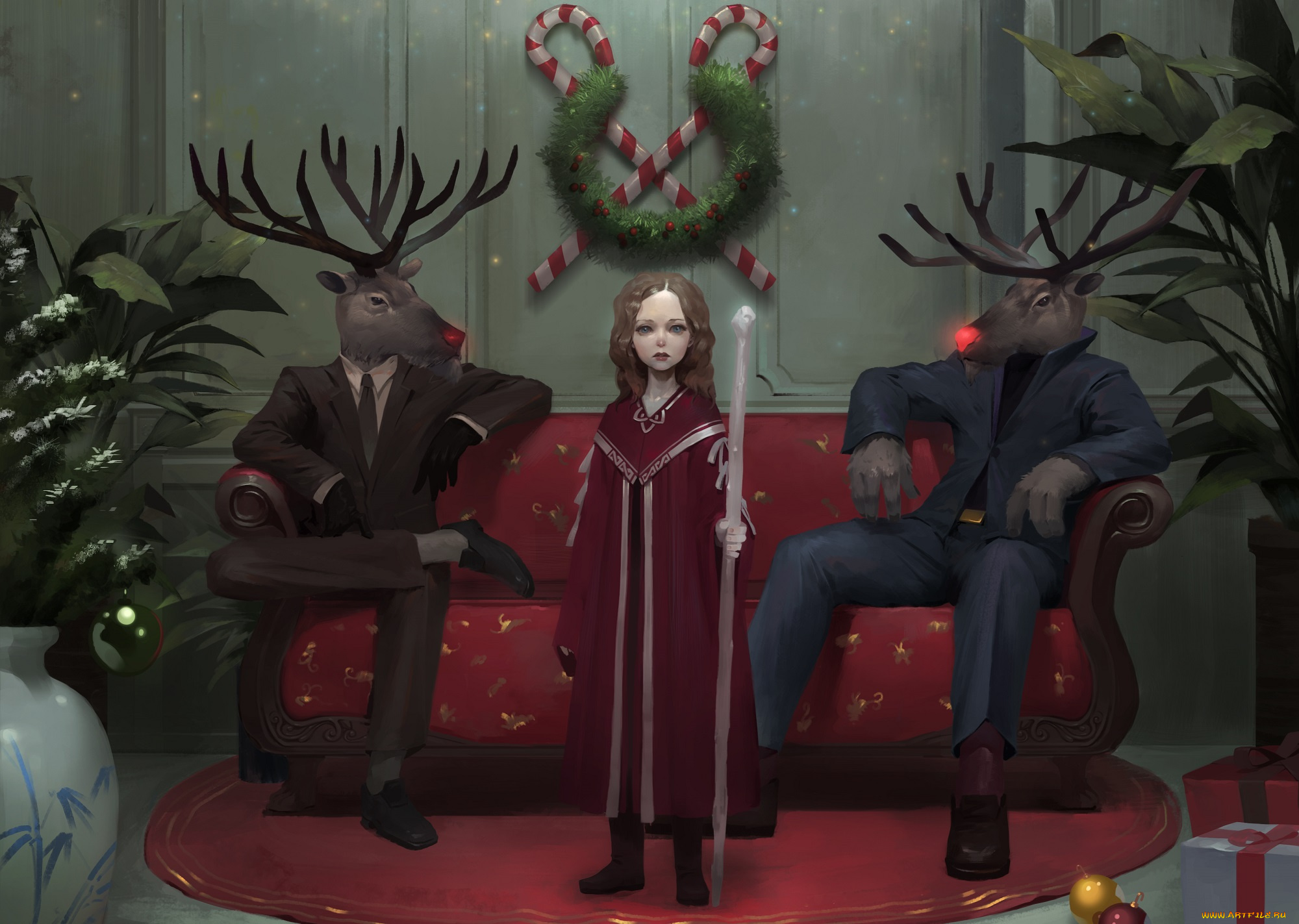 аниме, зима, , новый, год, , рождество, рождество