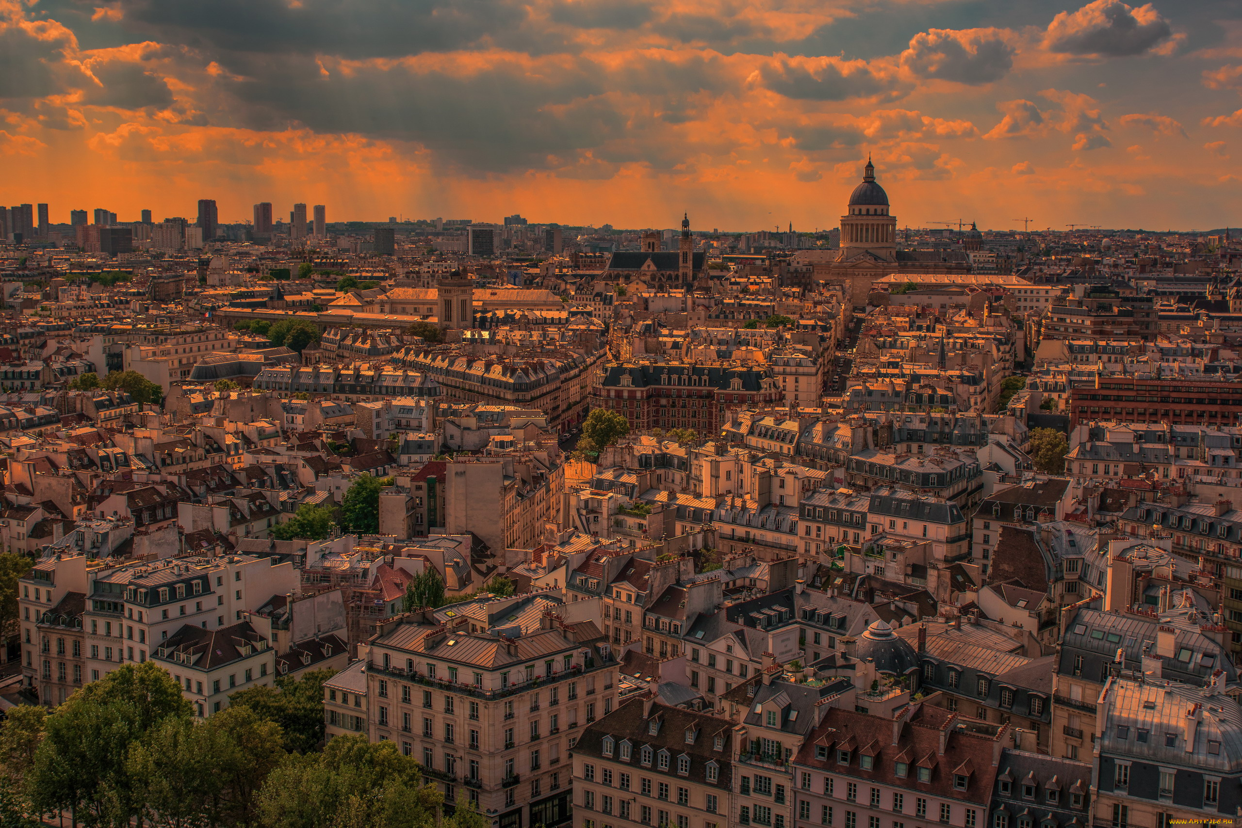 города, париж, , франция, панорама