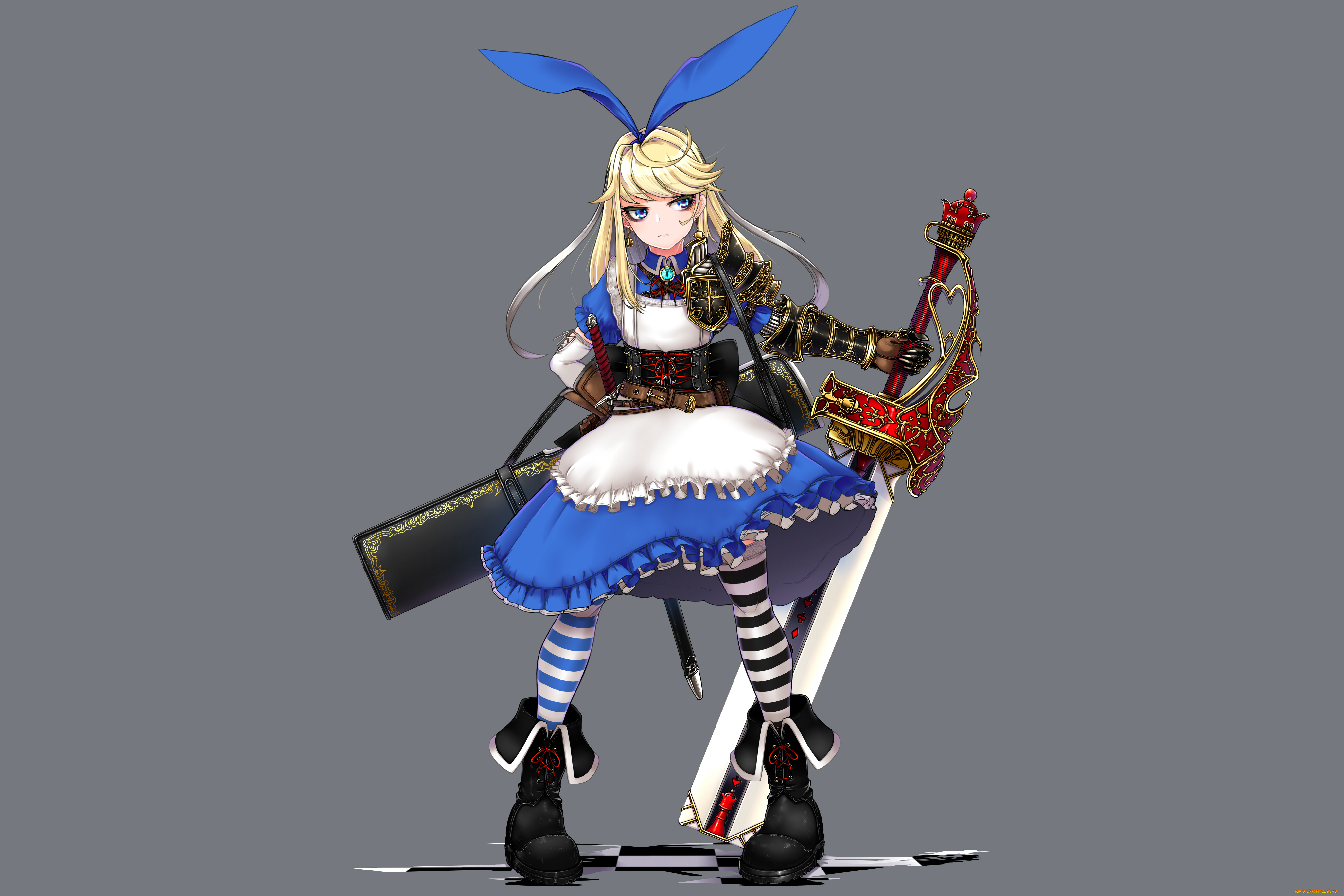 аниме, оружие, , техника, , технологии, девушка, фон, взгляд