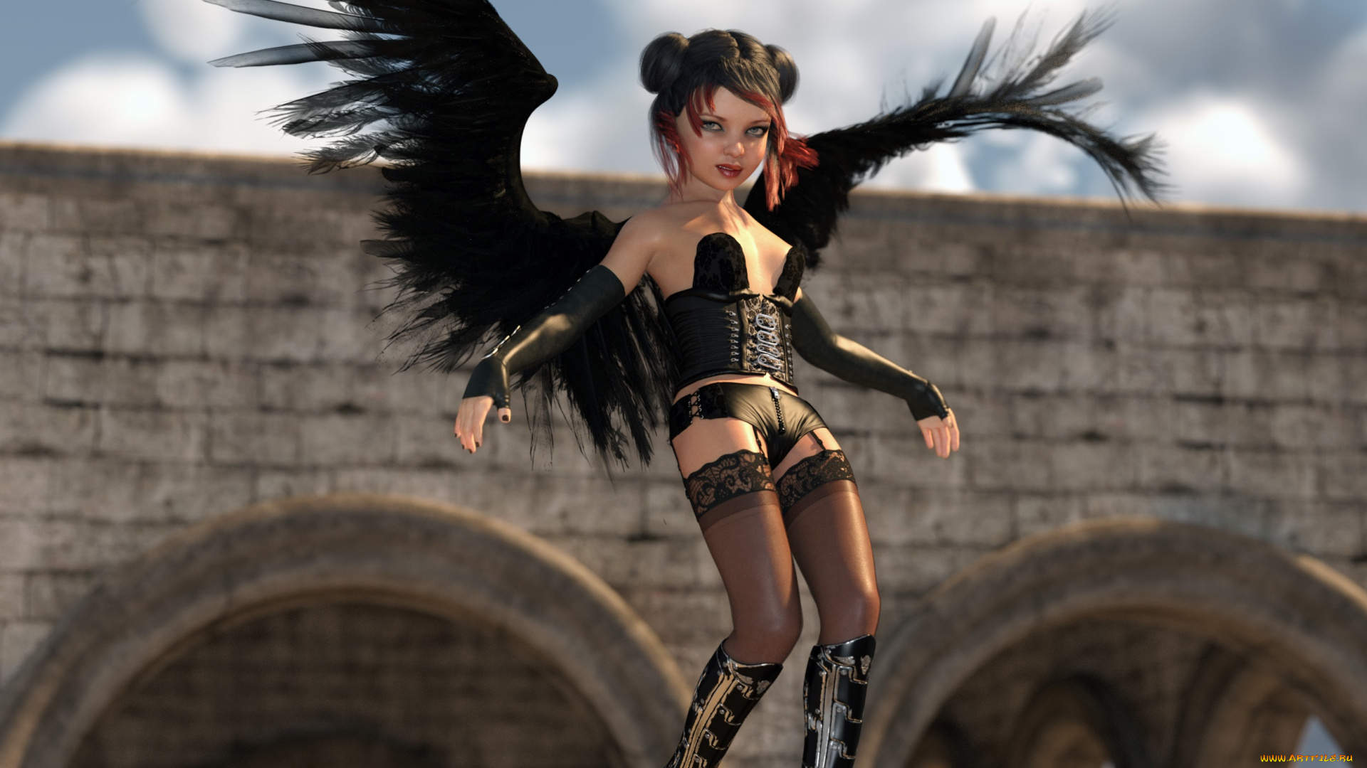 3д, графика, существа, , creatures, девушка, взгляд, фон